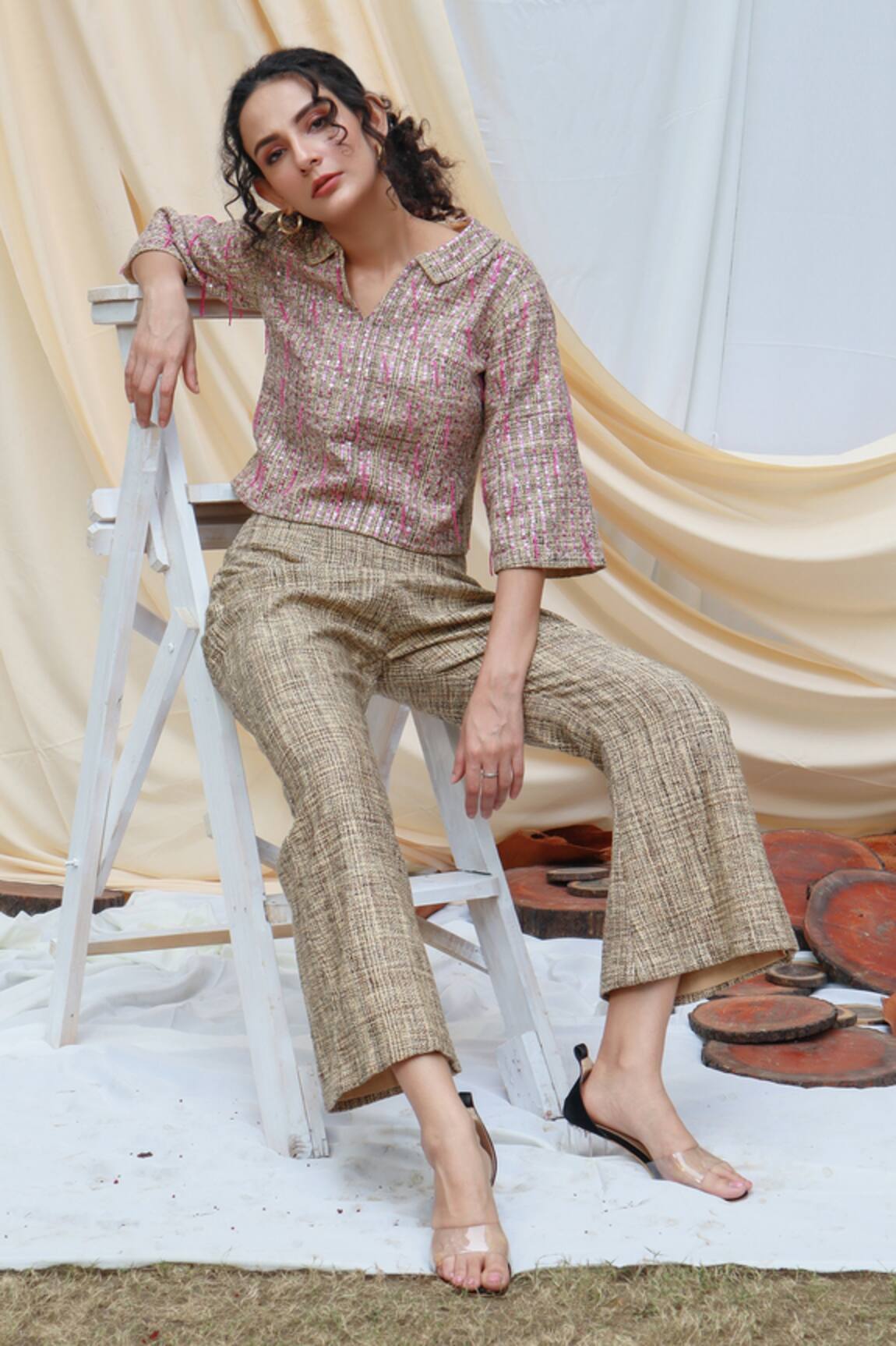 Couche Tweed Crop Top & Pant Set