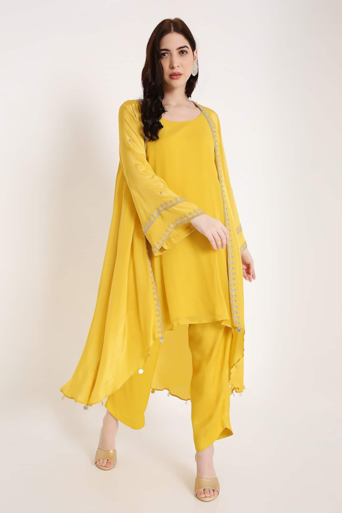 Bha Sha Lakshika Sleeve Embroidered Jacket Pant Set