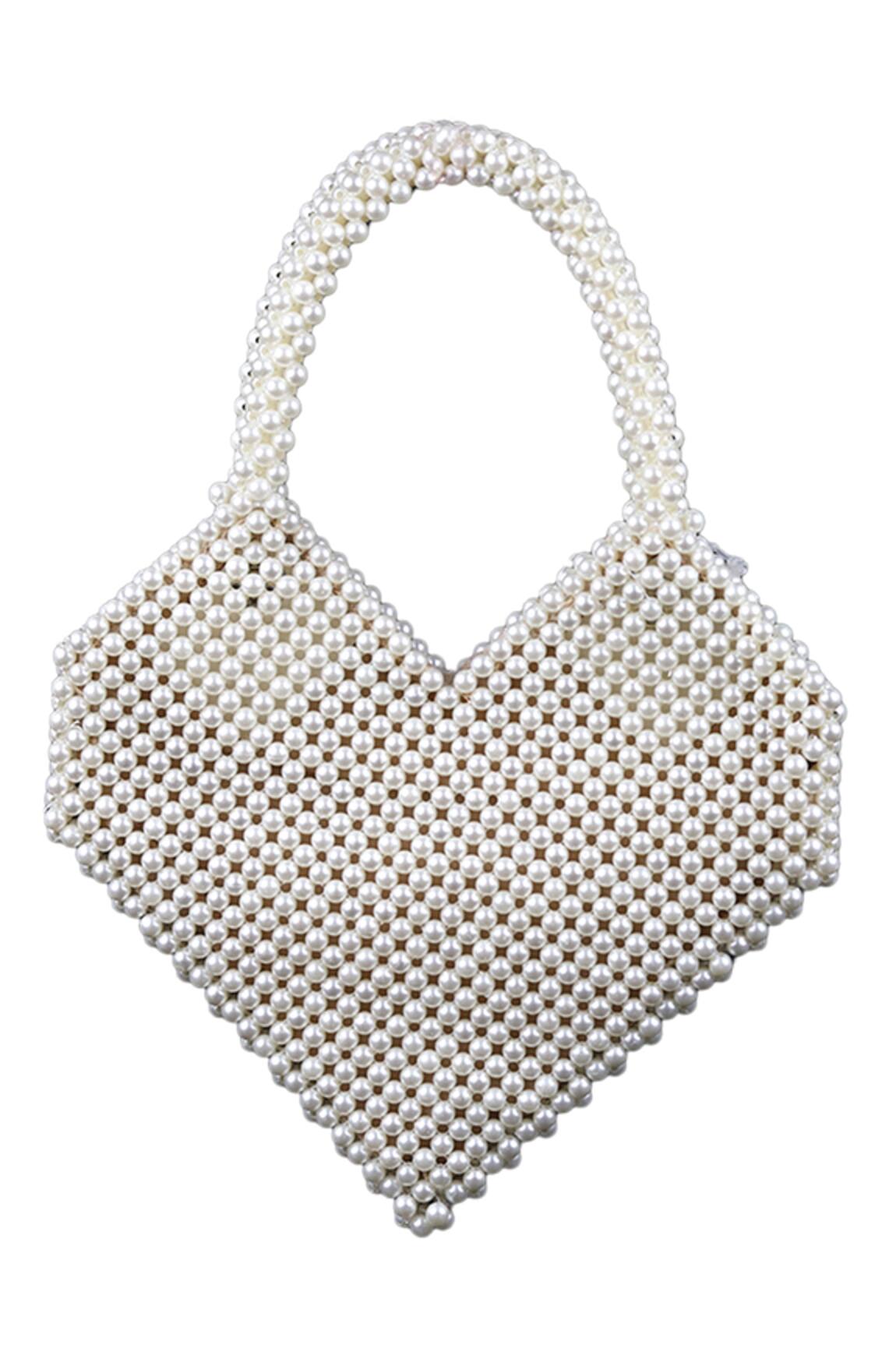 Adorn My Wish Heart Shaped Pearl Embellished Bag 