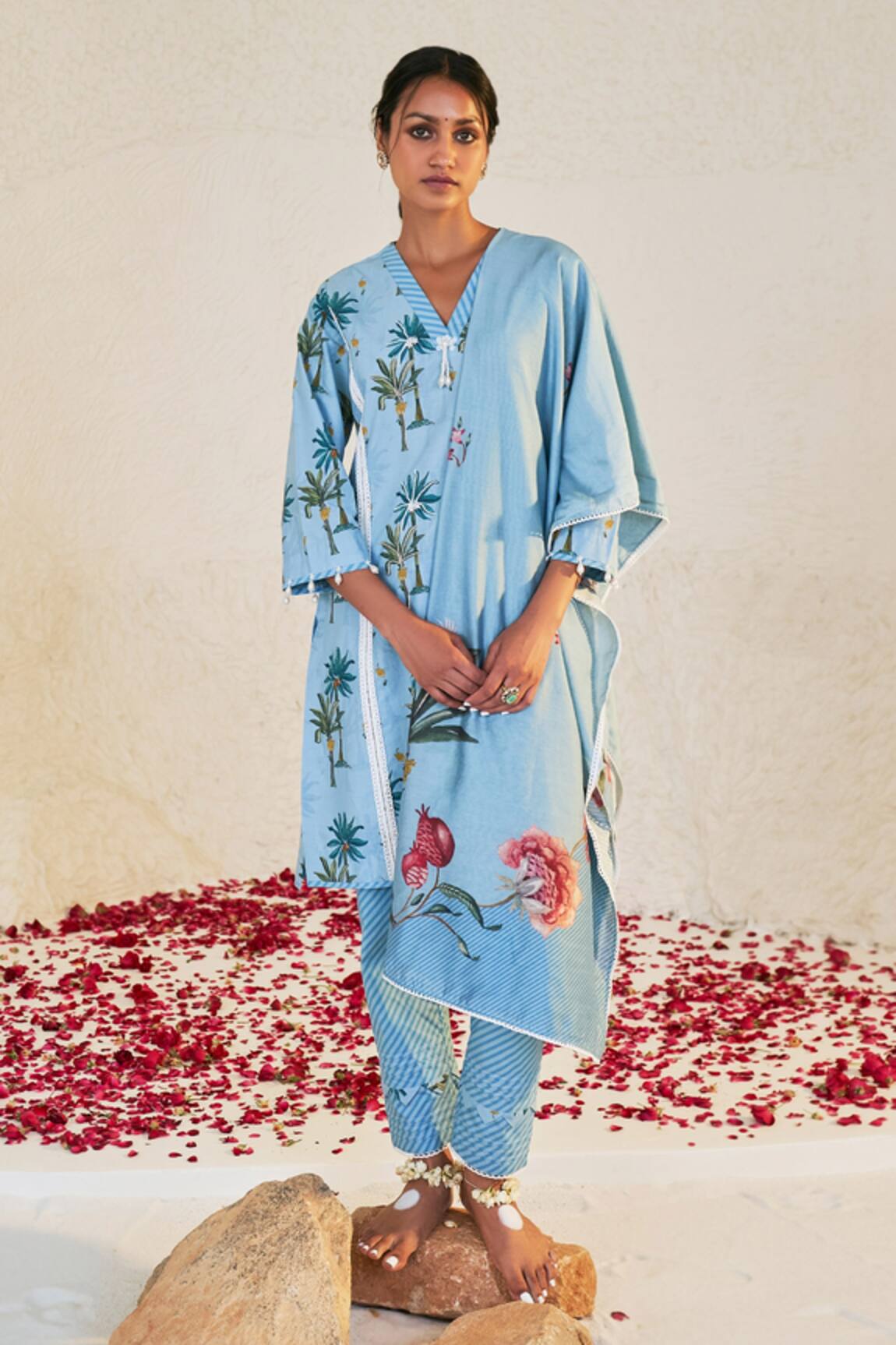 Sage Saga Pihu Tree Print Tunic Palazzo Set