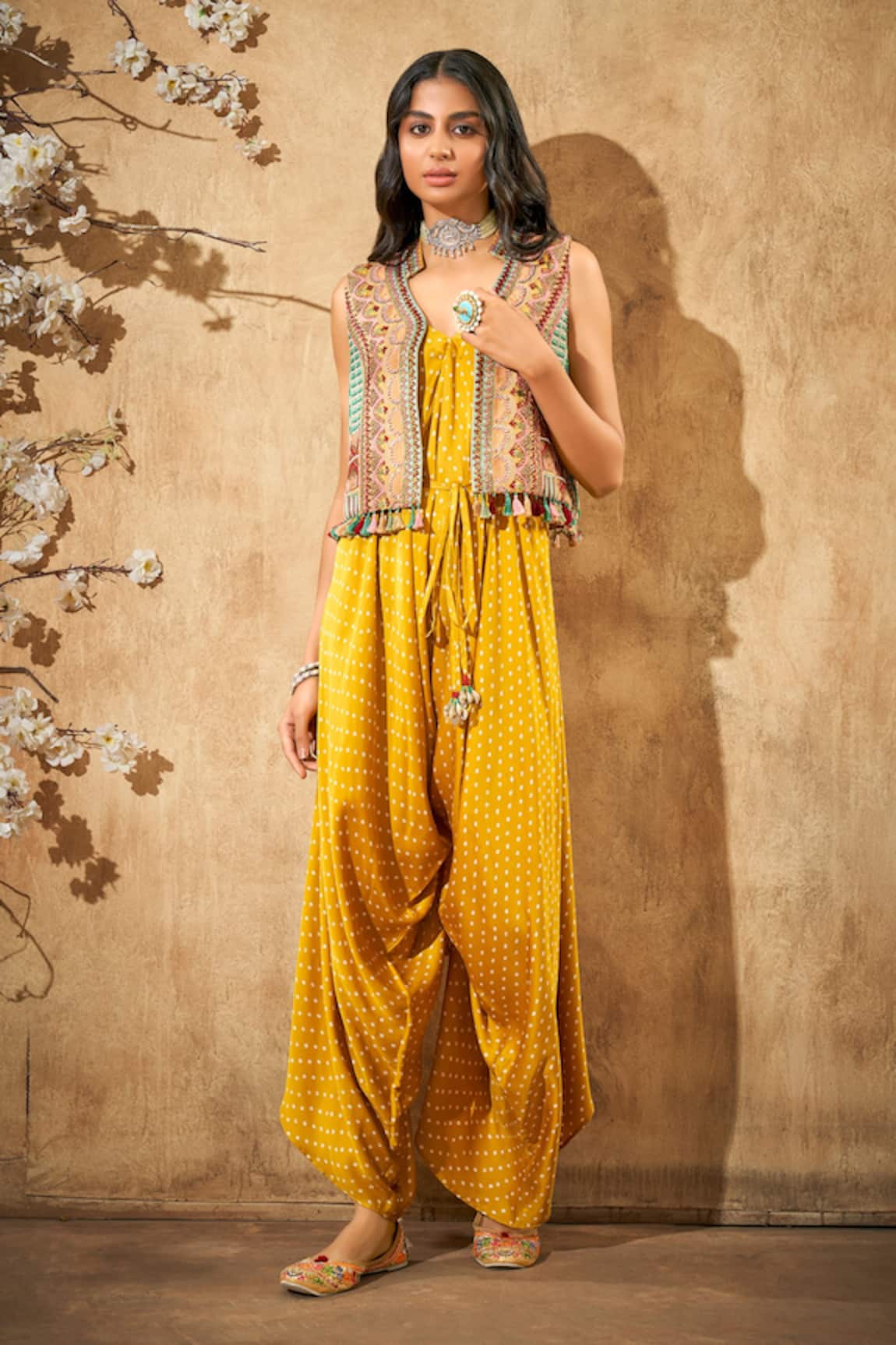 Aditi Somani Hand Embroidered Cutdana Embellished Jacket With Jumpsuit 