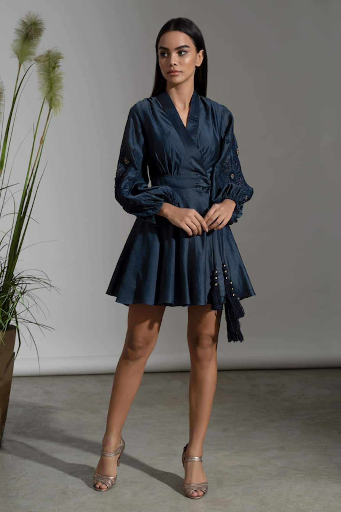 Amrta By Guneet Kondal Santorini Tonal Embroidered Dress 