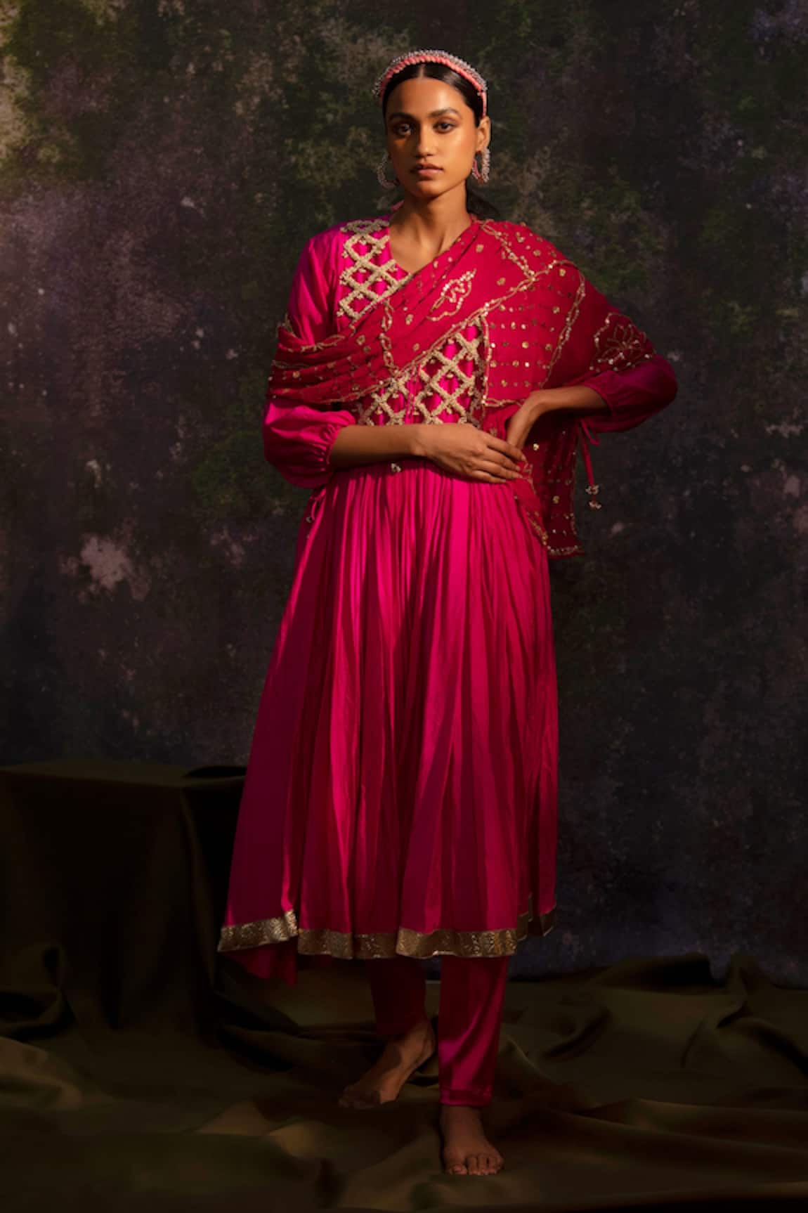 5elements Pearls Bodice Embroidered Anarkali Set