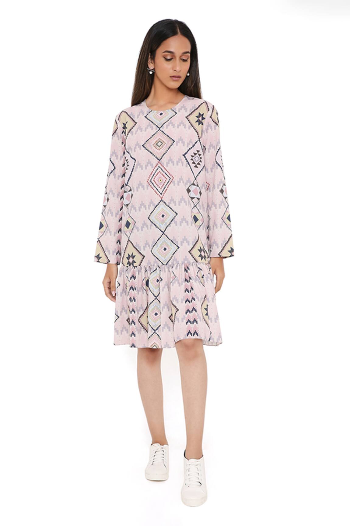 PS Pret By Payal Singhal Mosaic Diamond Print Frill Hem Tunic 