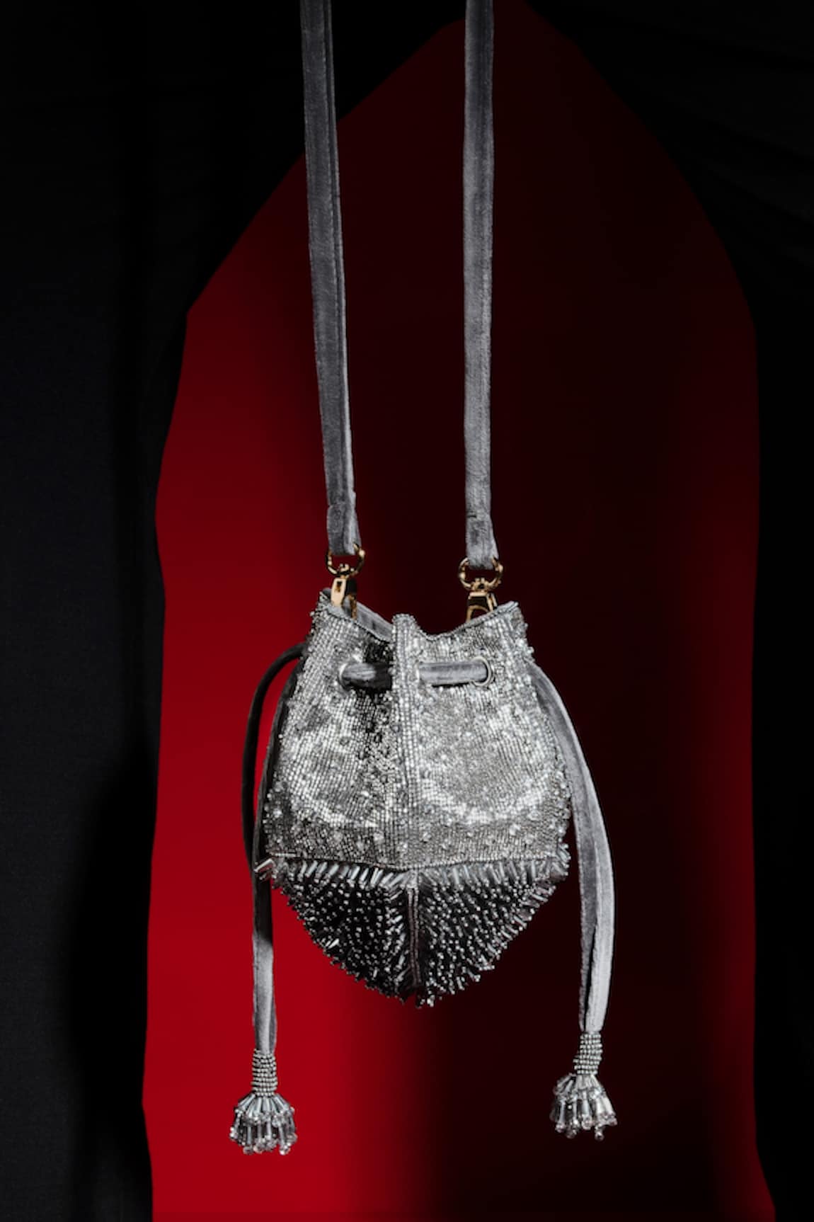 Aomidori Shimai Starship Cut Dana & Crystal Embellished Bucket Bag