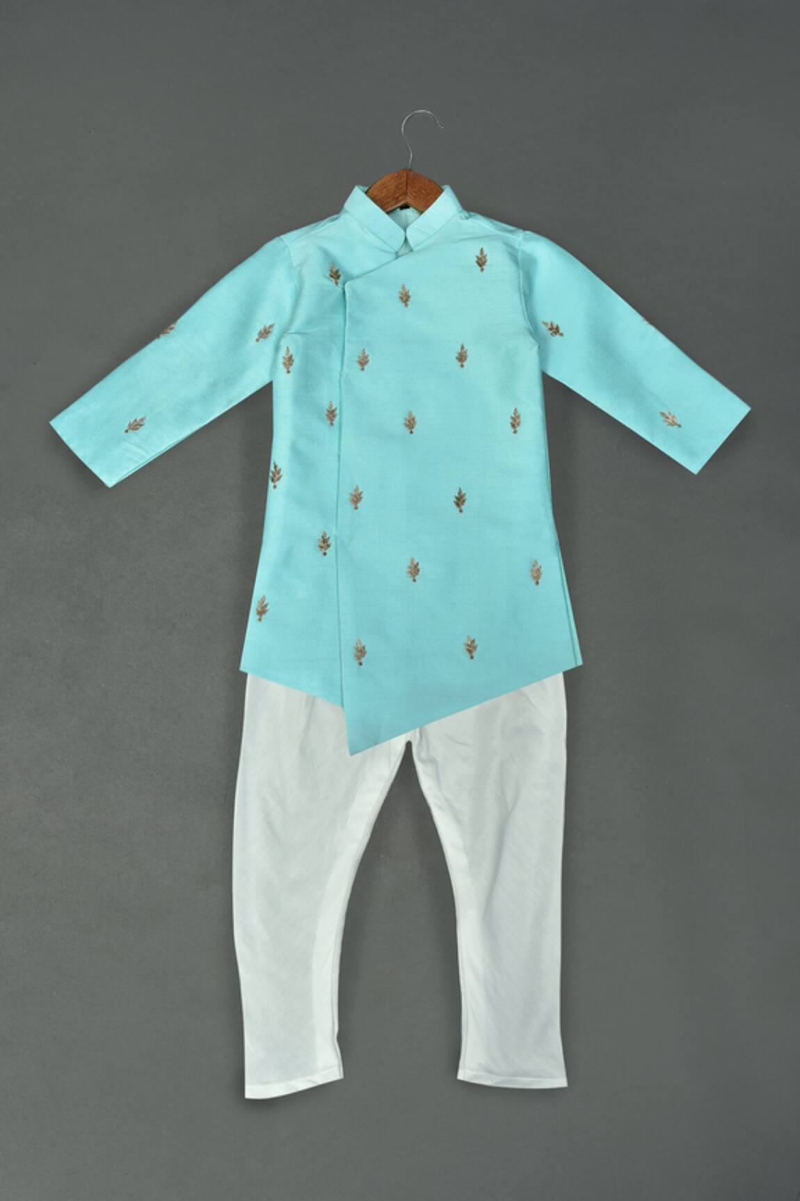 Maaikid Zardosi Butti Asymmetrical Sherwani Set