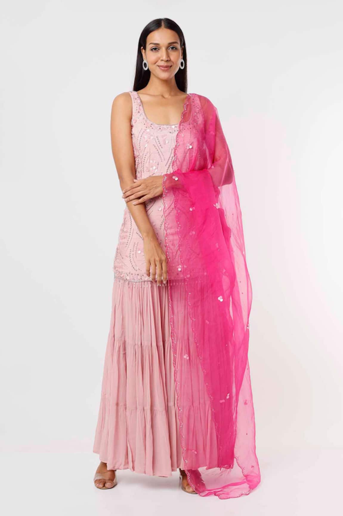 Mehak Murpana Abstract Embroidered Kurta Sharara Set