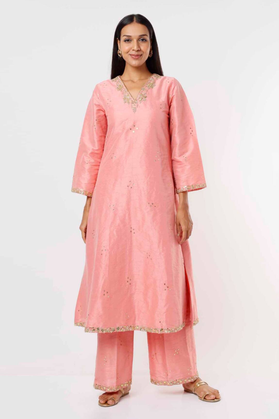 Mehak Murpana Embroidered Neckline Kurta & Pant Set