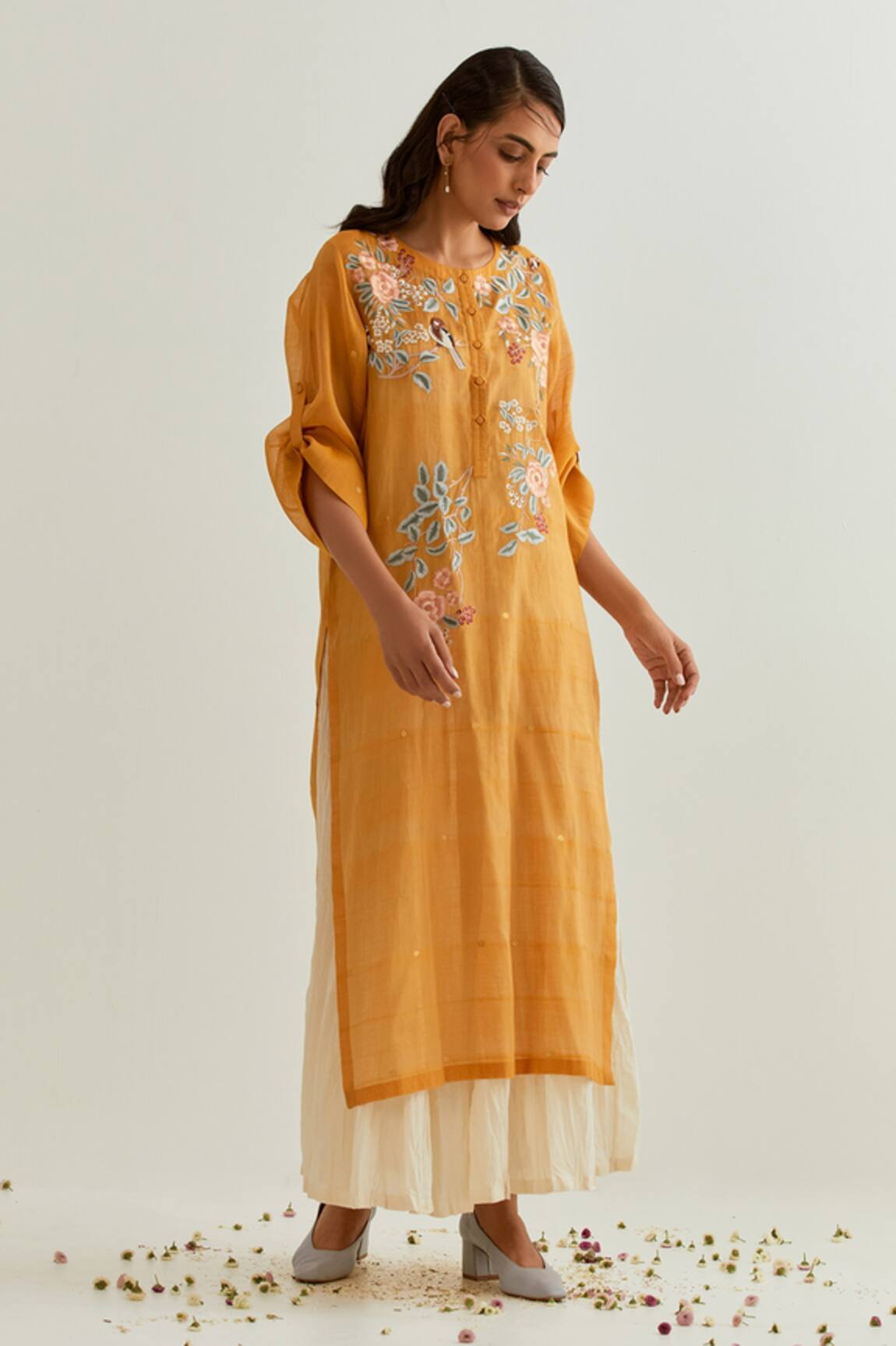 Prama by Pratima Pandey Embroidered Chanderi Maxi Dress With Inner