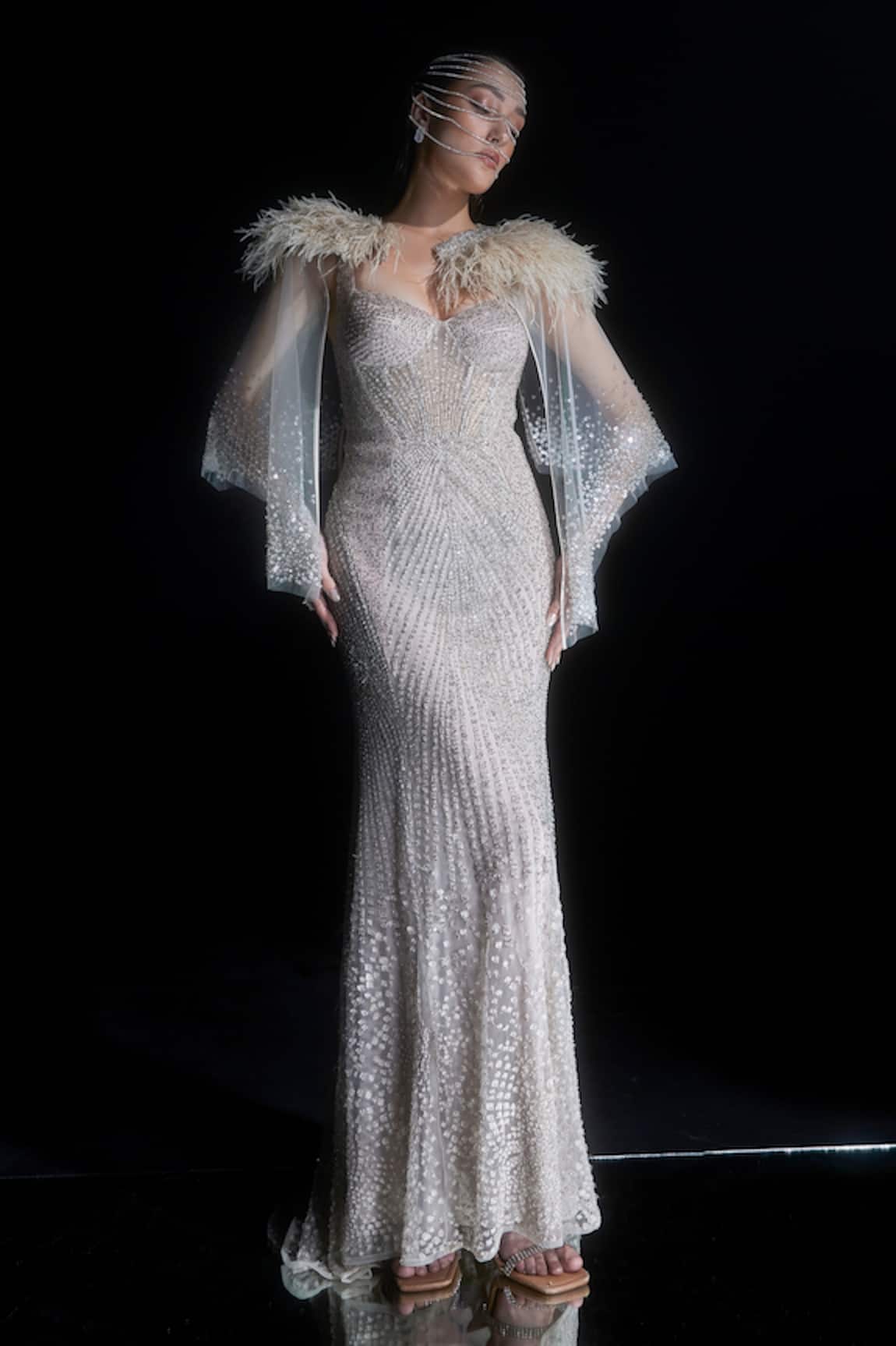 Rohit Gandhi + Rahul Khanna Ophelia Gown With Cape