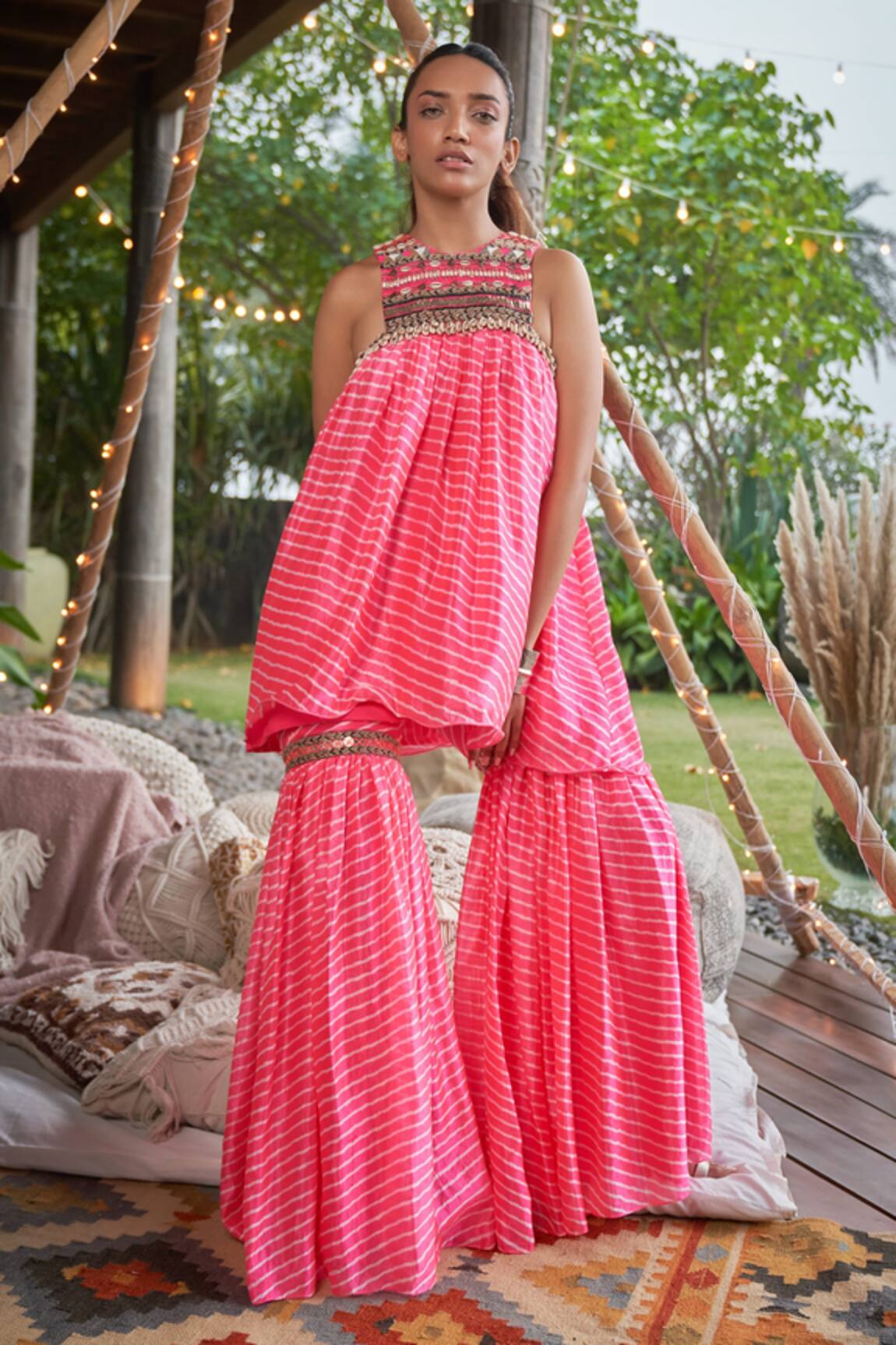 Surily G Silk Leheriya Print Broad Pant 