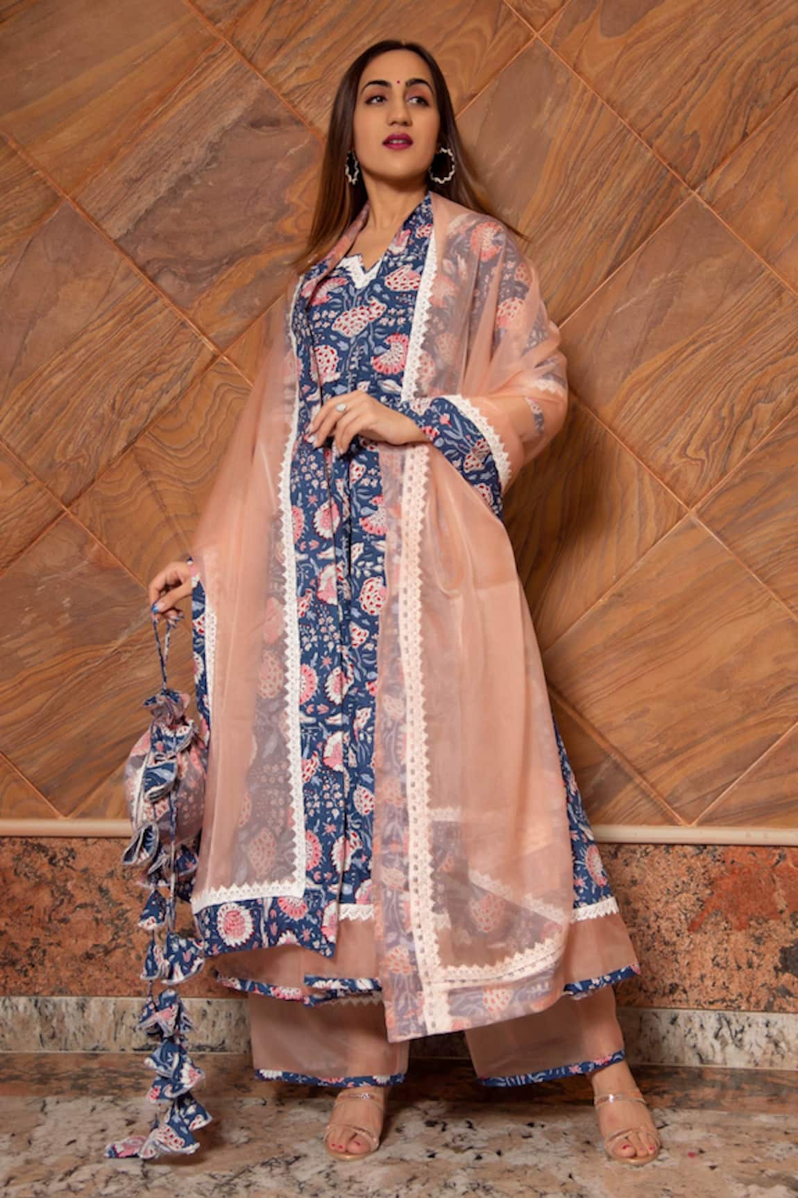 Pomcha Jaipur Ambar Cotton Floral Print Anarkali Set 