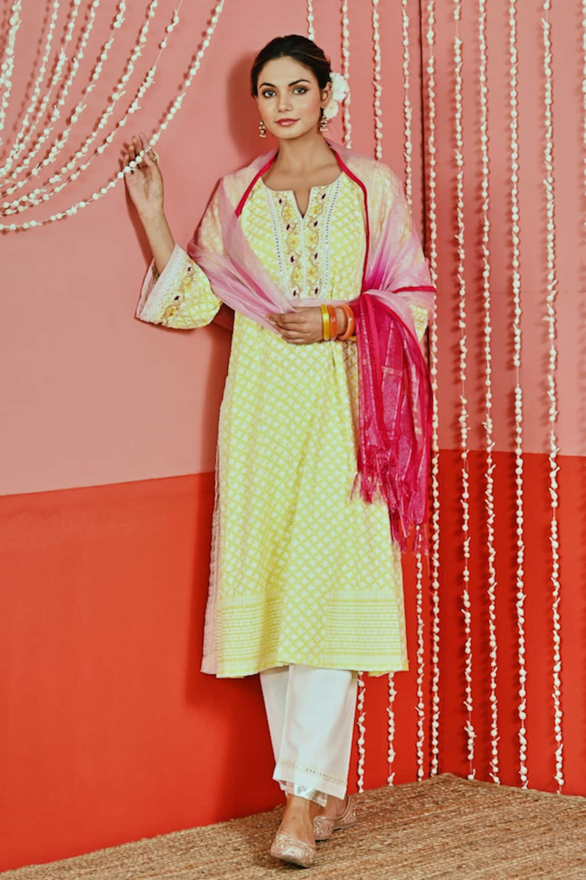 Myaara Cotton A-Line Embroidered Kurta Set