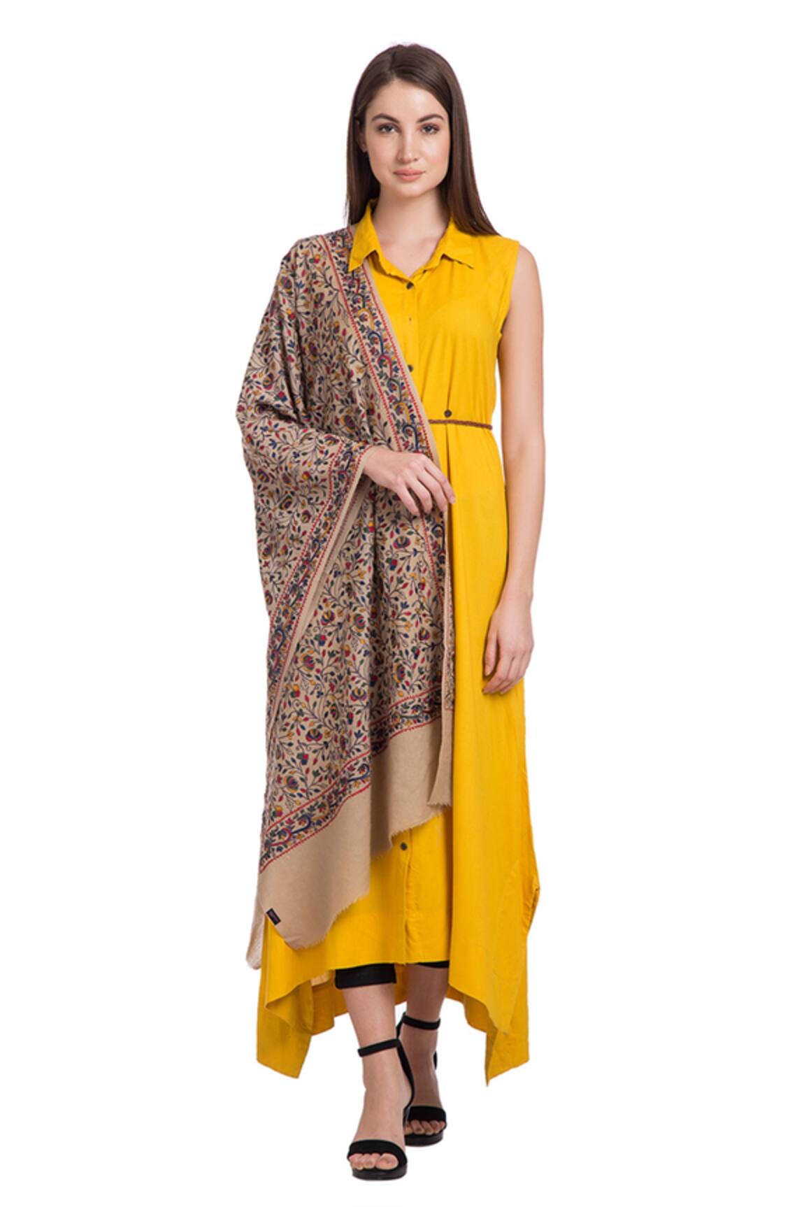 Shingora Embroidered Fringe Border Shawl 