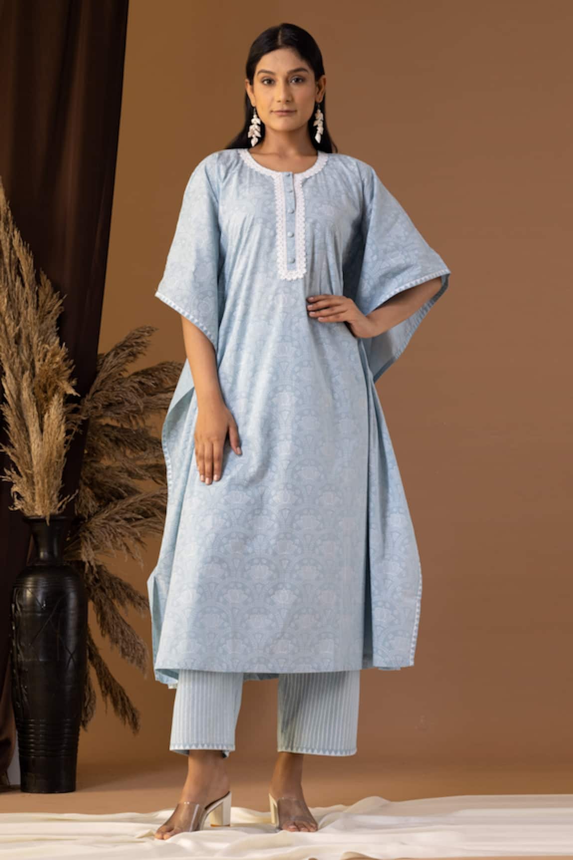 Abbaran Floret Pattern Kaftan & Palazzo Set
