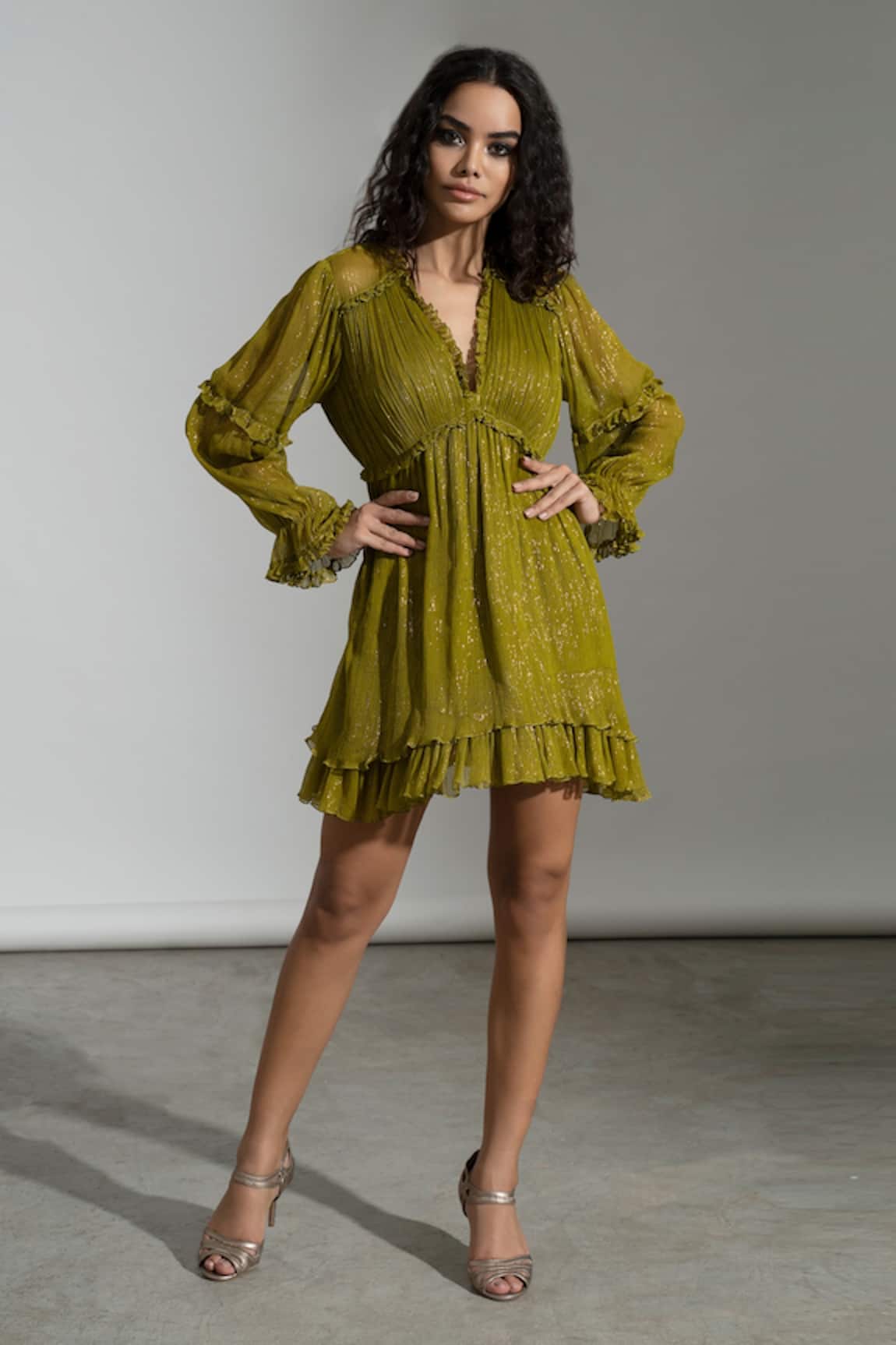 Amrta By Guneet Kondal Victorian Sleeve Ruffle Mini Dress