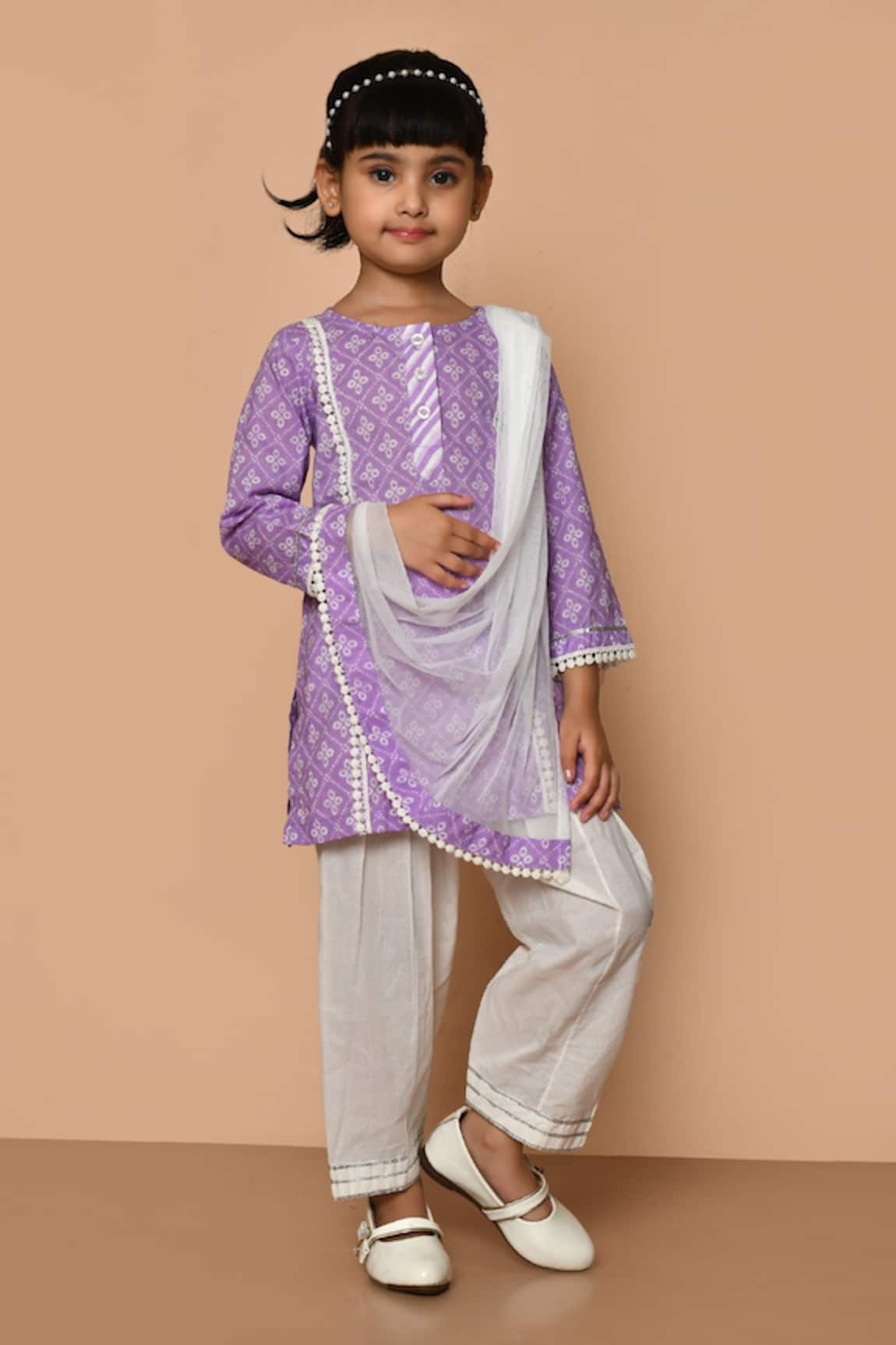 Pankhuri by Priyanka Geometric Hand Block Print Kurta Set