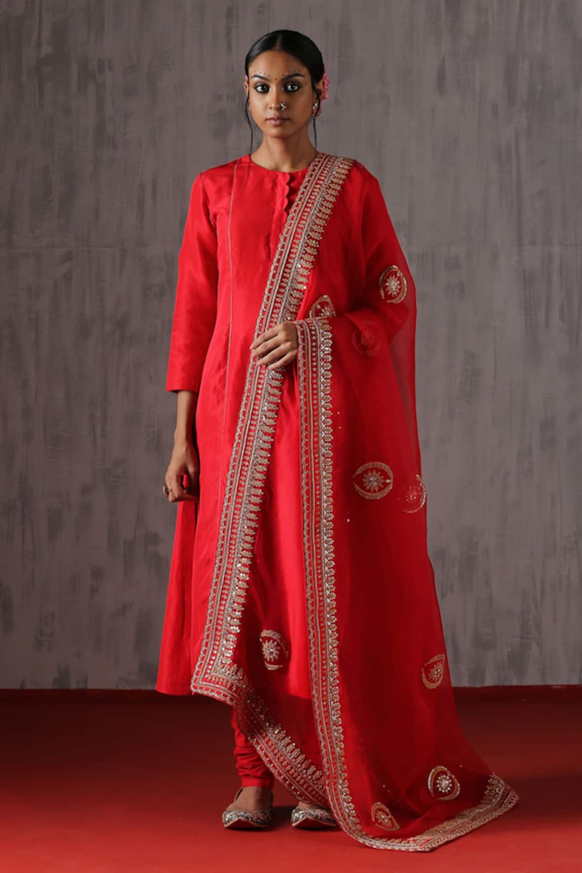 Weaver Story Organza Sequin Embroidered Dupatta 