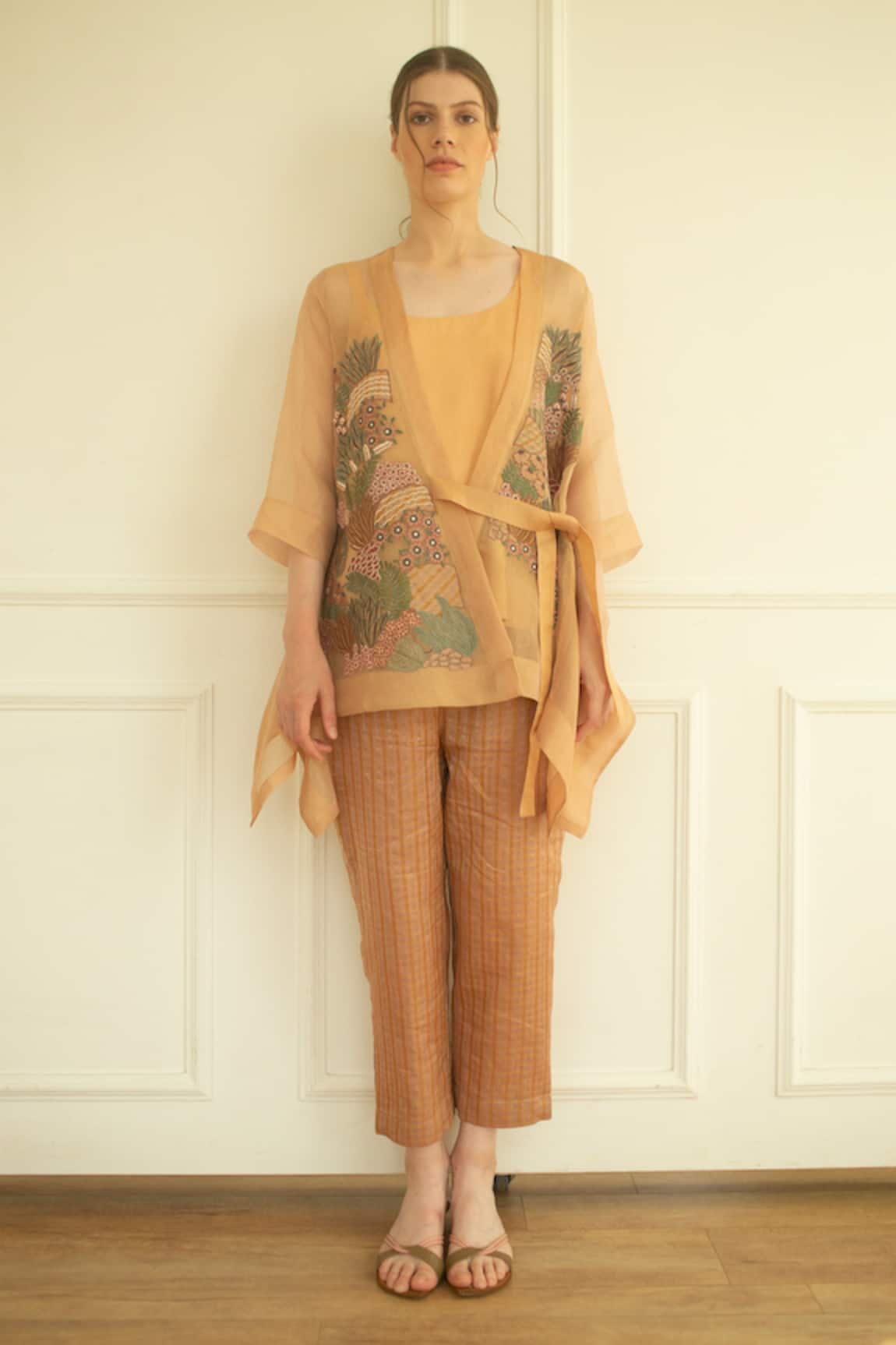 Oja Asymmetric Embroidered Tunic & Pant Set