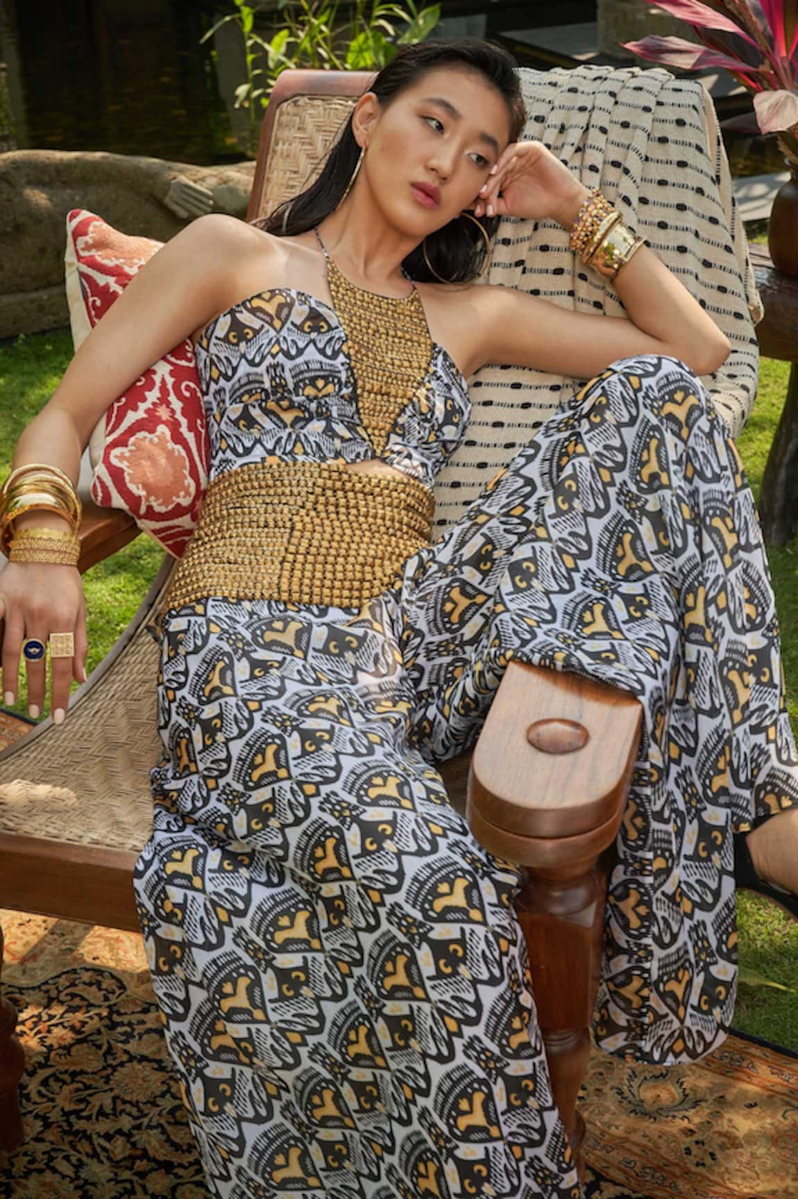 Surily G Ikat Print Halter Neck Jumpsuit