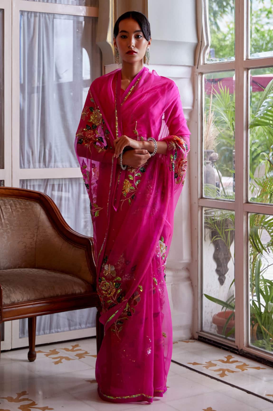 Atelier Shikaarbagh Placement Embroidered Saree