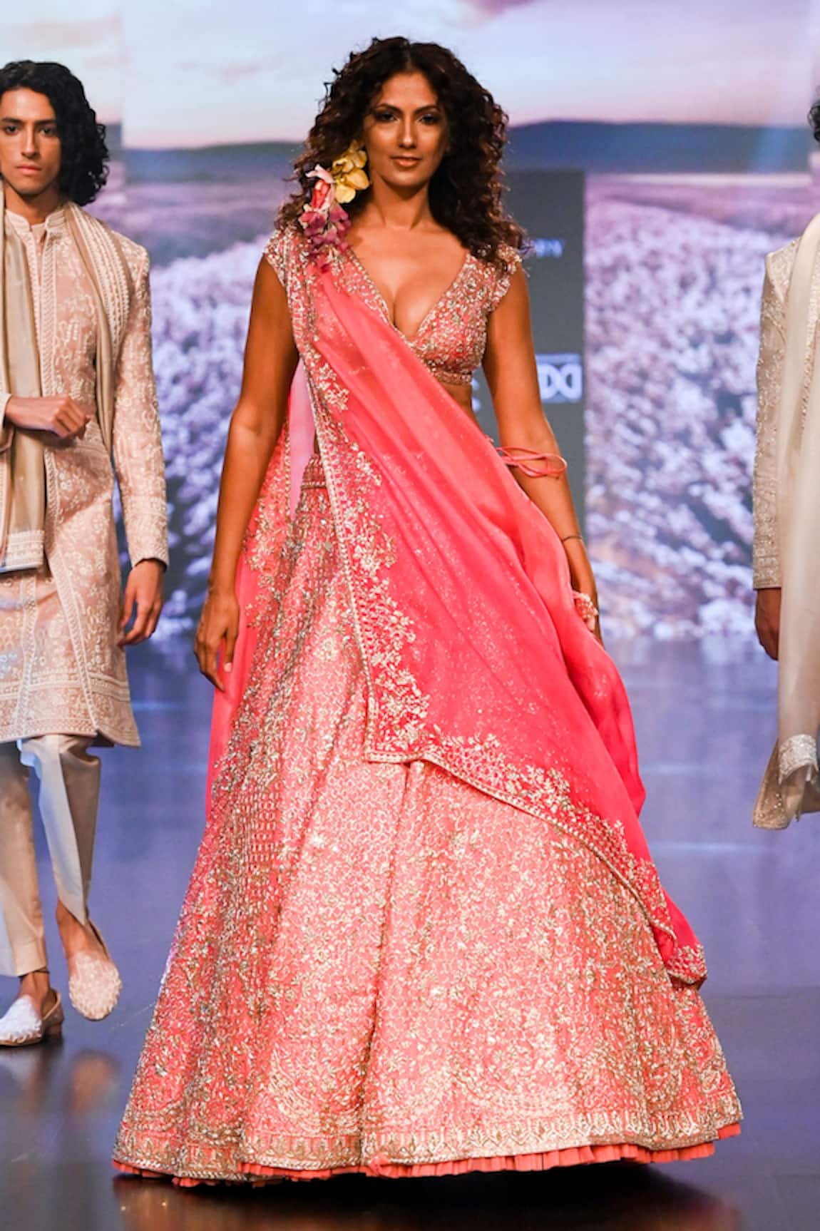 Anushree Reddy Nazakat Honeycomb Zari Embroidered Lehenga Set