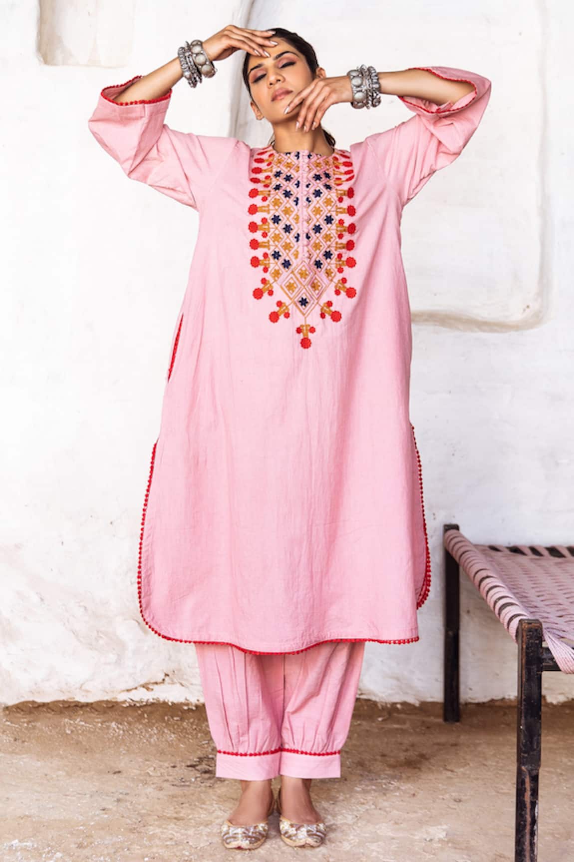 Gulabo Jaipur Arzu Cotton Embroidered Kurta & Pant Set 