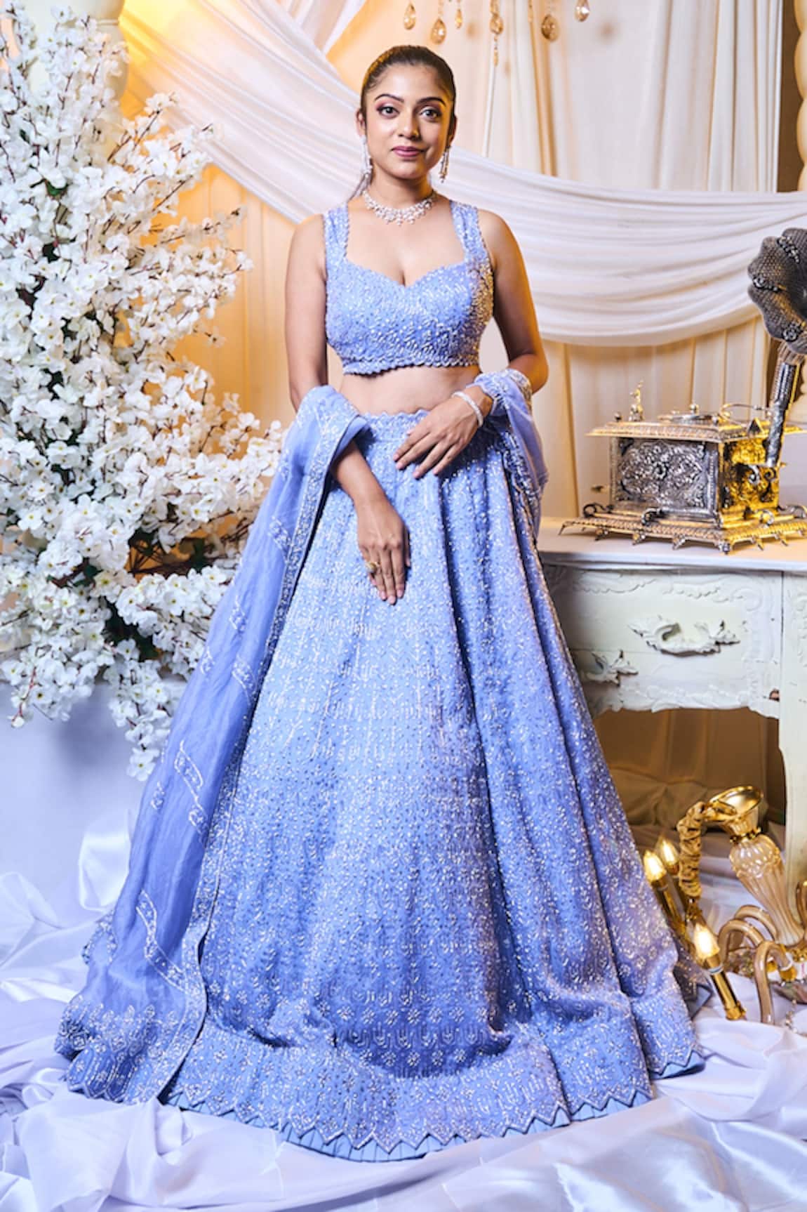 Varun Chakkilam Glass Bead Embroidered Lehenga Set