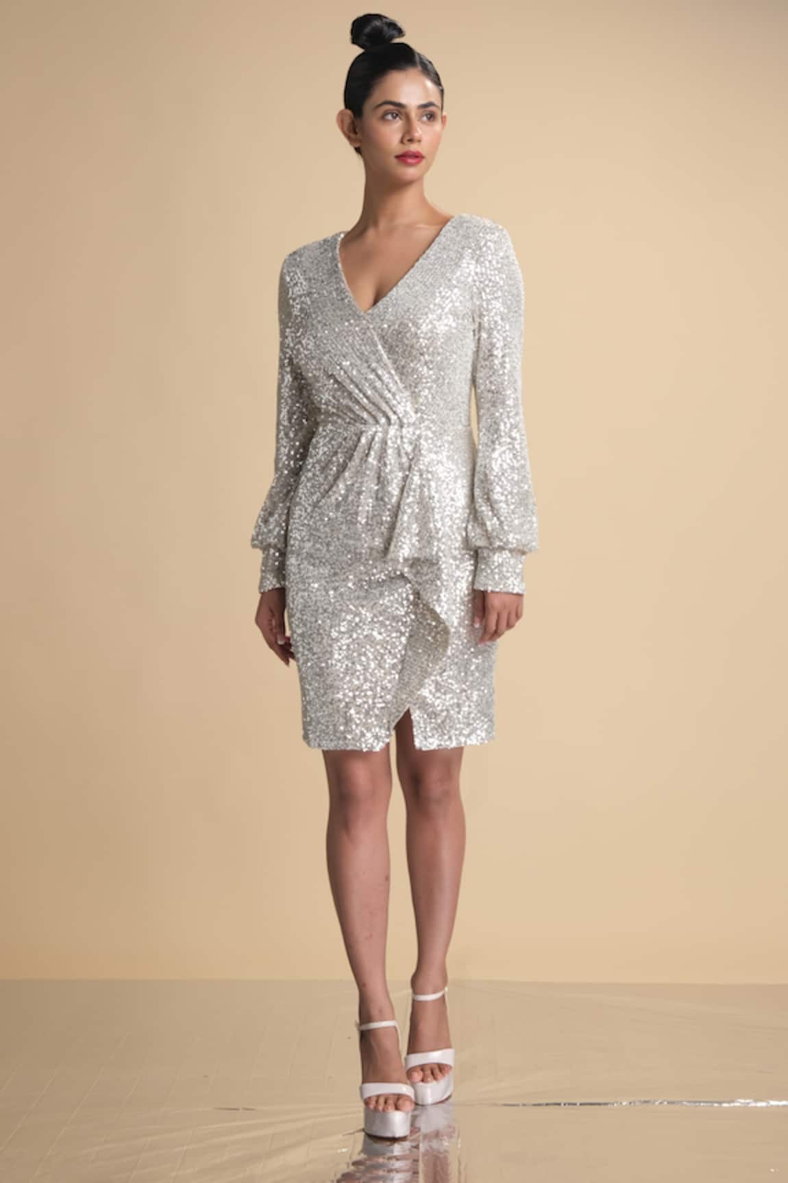 Kommal Sood Sequin Embroidered Draped Dress