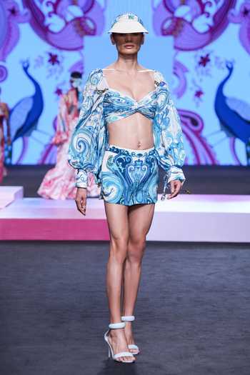 Limerick By Abirr N' Nanki Yoshi Balloon Sleeve Crop Top 