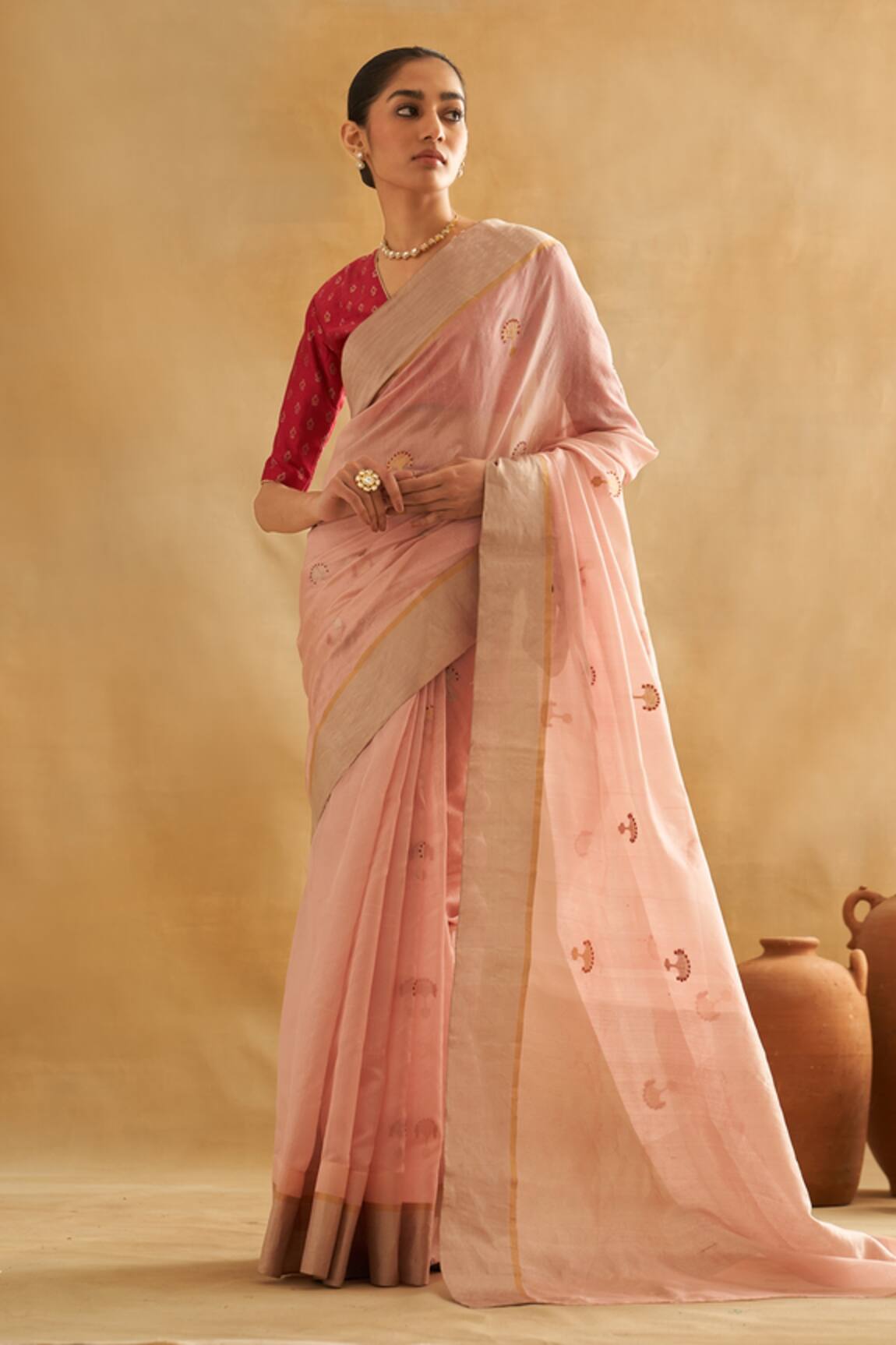 Taisha Woven Tree Of Life Pattern Saree With Blouse