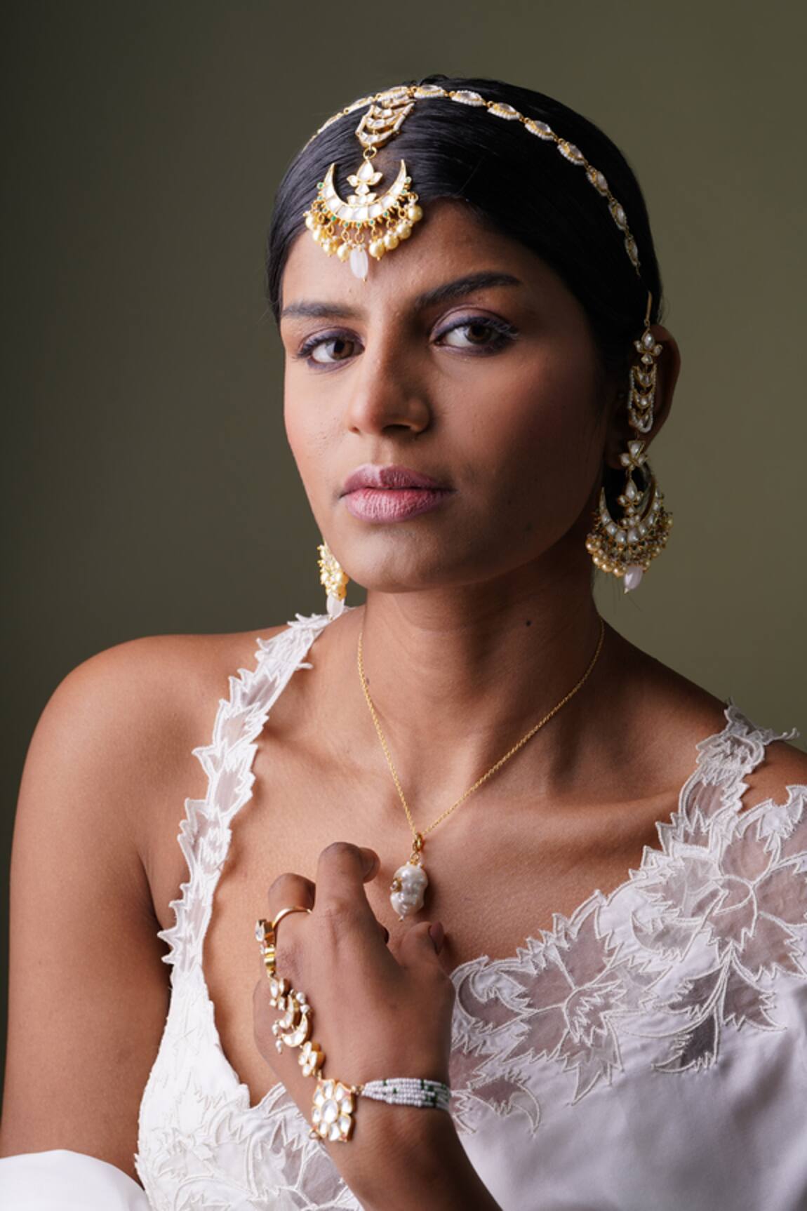 Osvag India Half Crescent Moon Shaped Earrings 