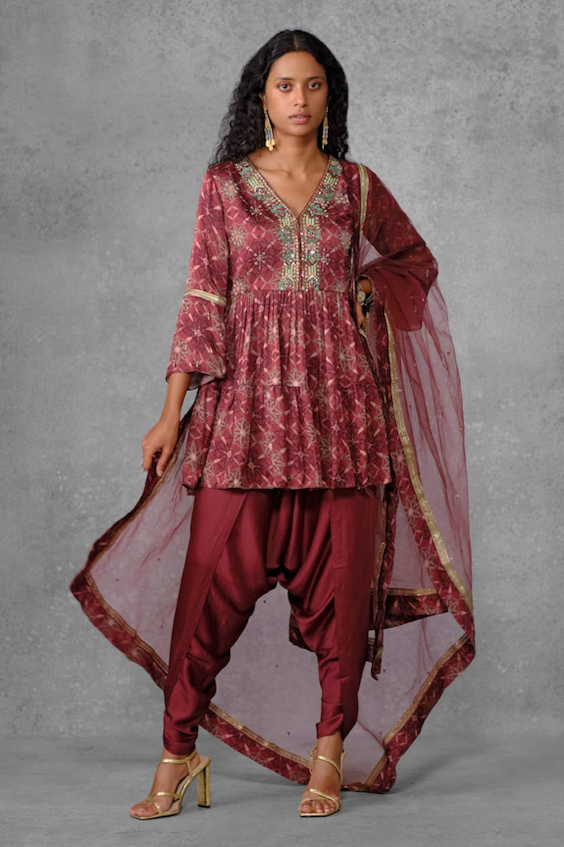 Riraan Couture Printed Tiered Kurta Set