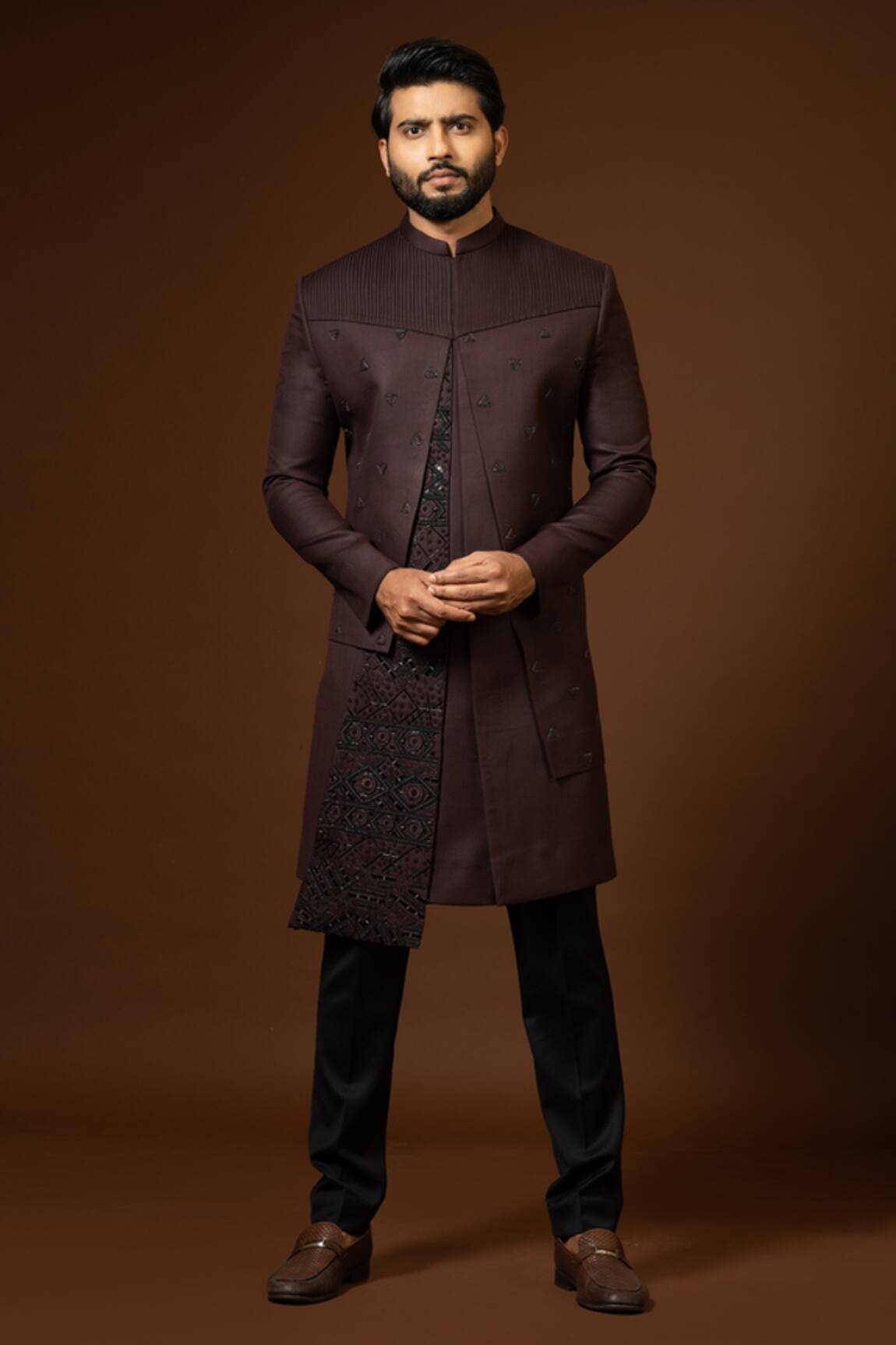 PAARSH Cut Dana Work Achkan Trouser Set