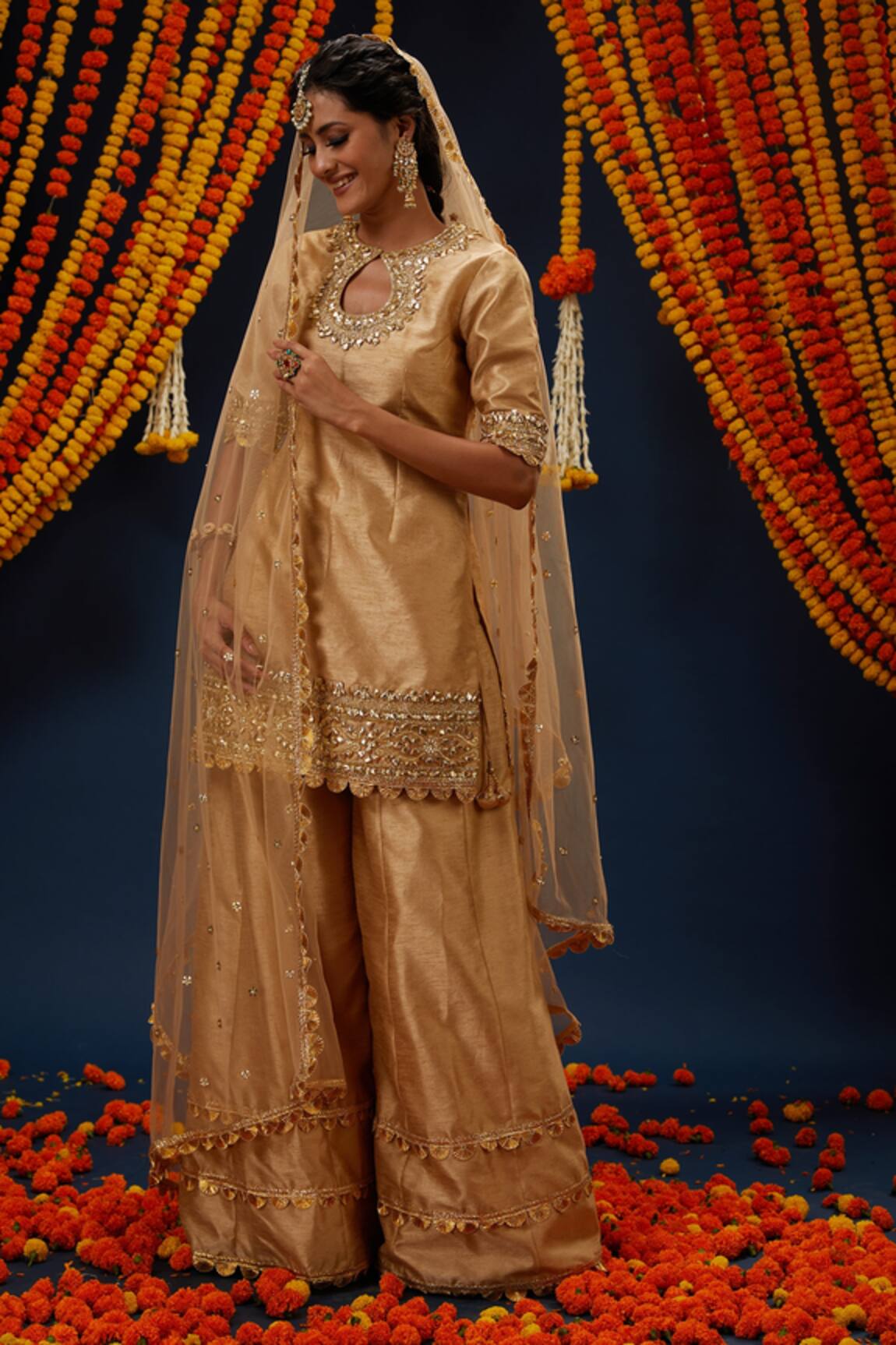 Preeti S Kapoor Round Neck Kurta Sharara Set