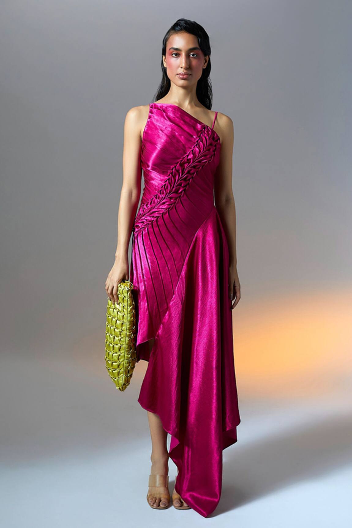 Aroka Orchid Hand Smocked Asymmetric Dress