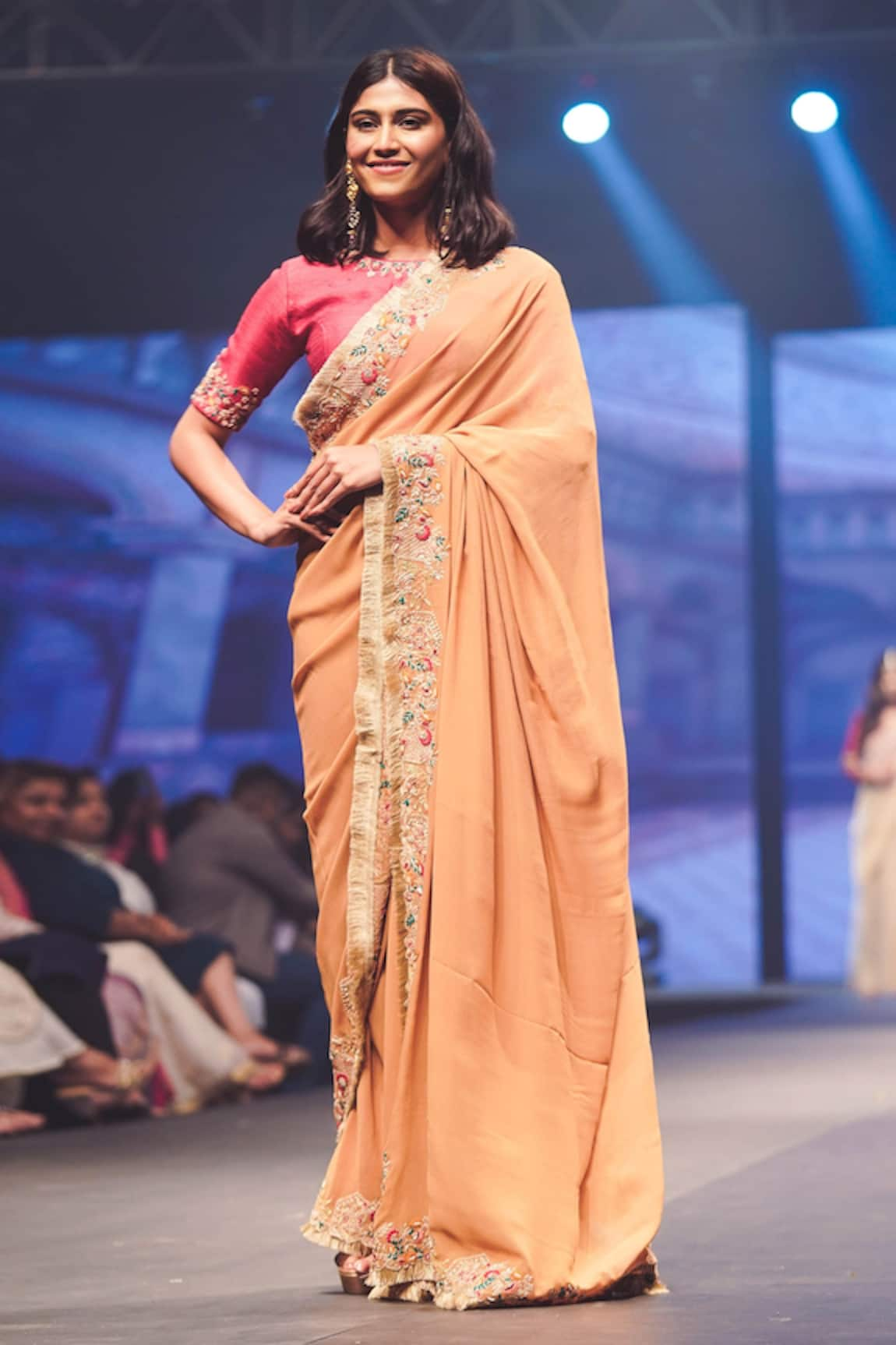 SHINOR Embellished Border Saree With Embroidered Raw Silk Blouse