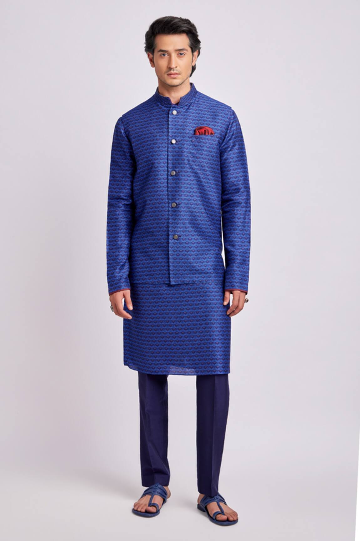 Bubber Couture Geometric Print Cobalt Blue Bundi