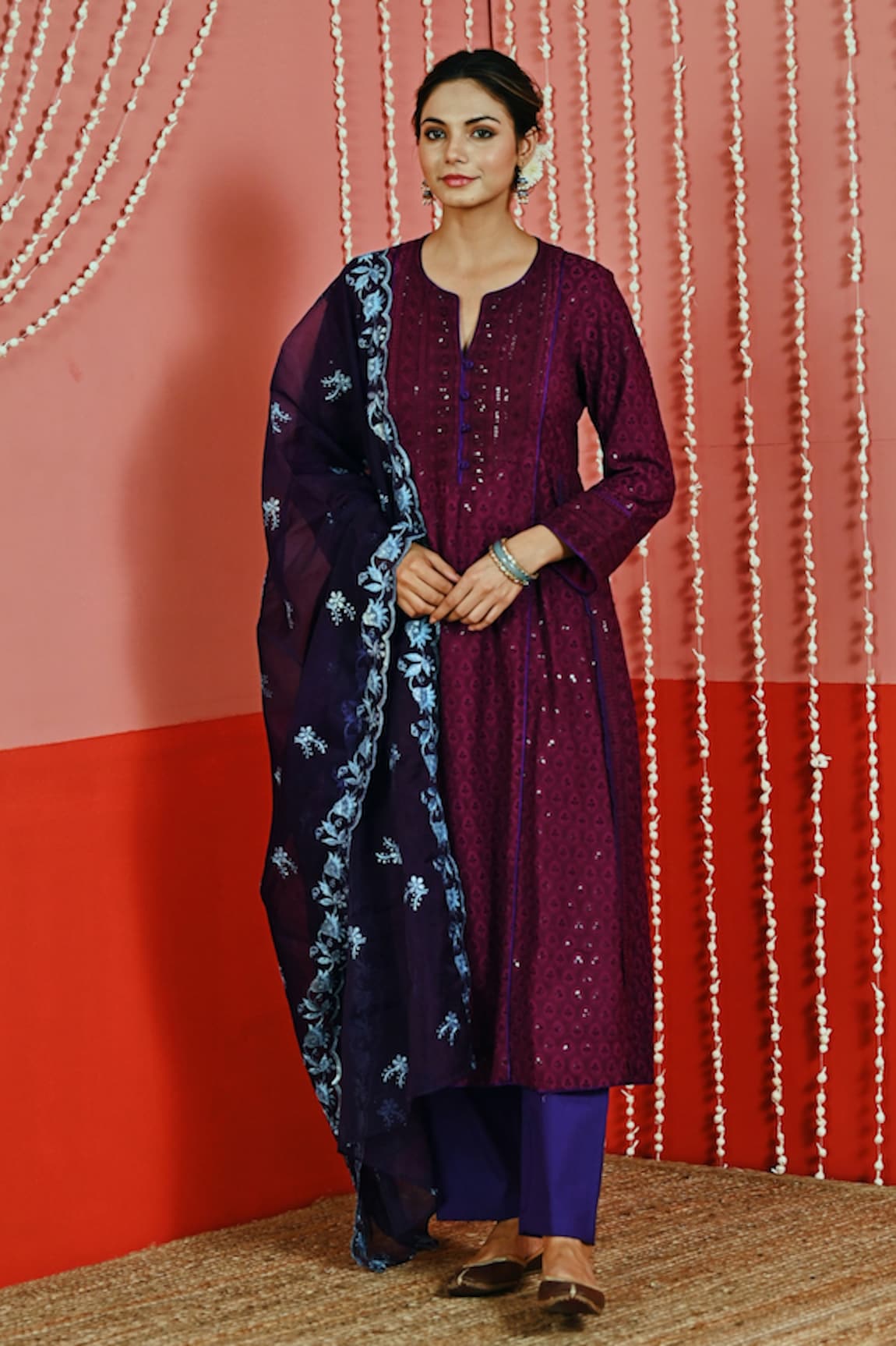 Myaara Cotton Sequin Embroidered Kurta Set