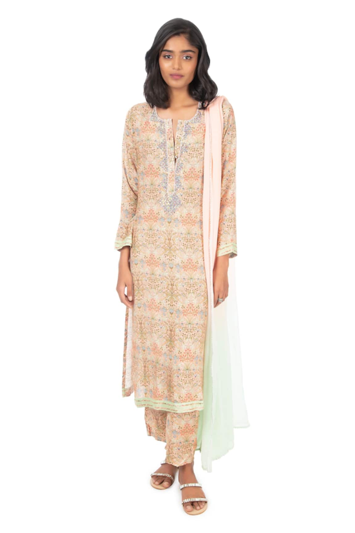 Monisha Jaising Floral Print Straight Kurta Set