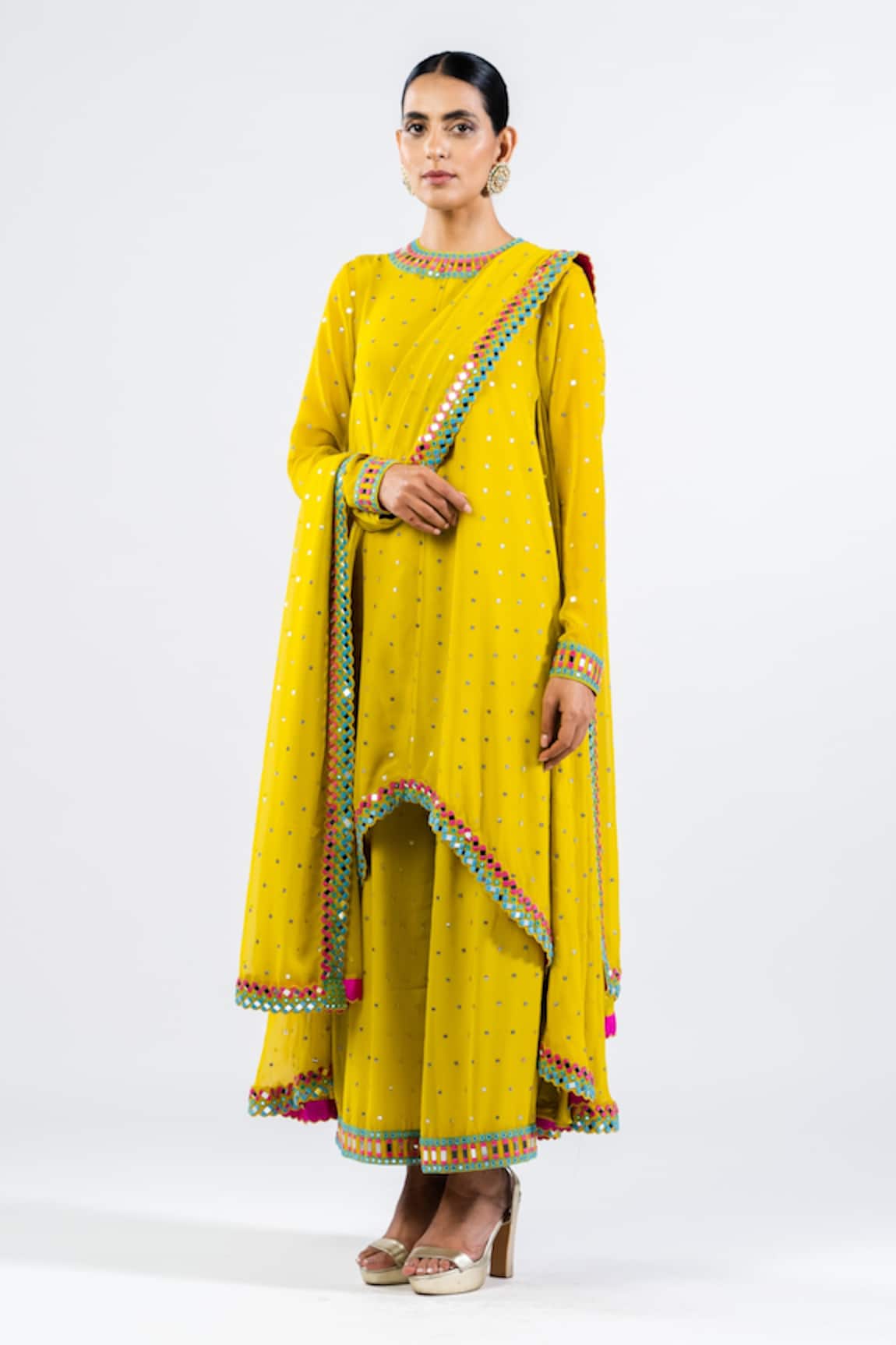 Vvani By Vani Vats High Low Hem Kurta Palazzo Set