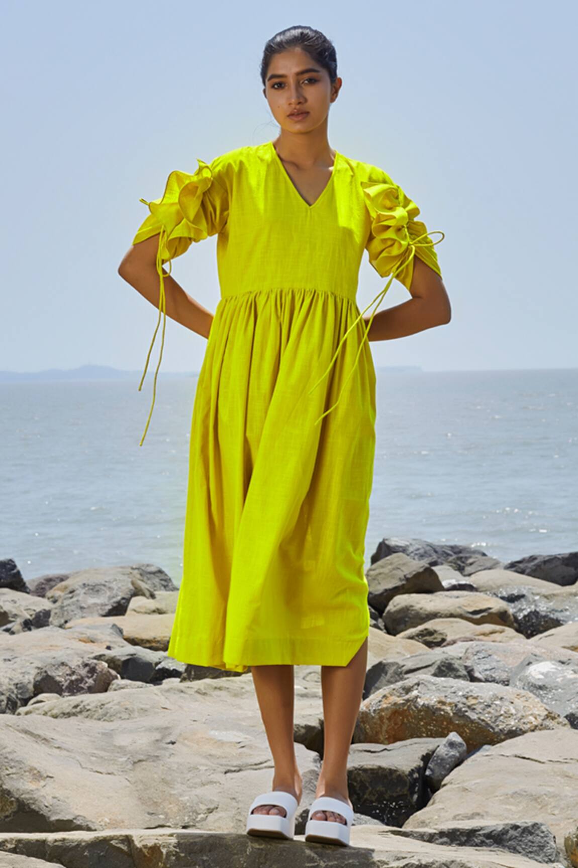 Mati Ruffle Sleeve Cotton Dress