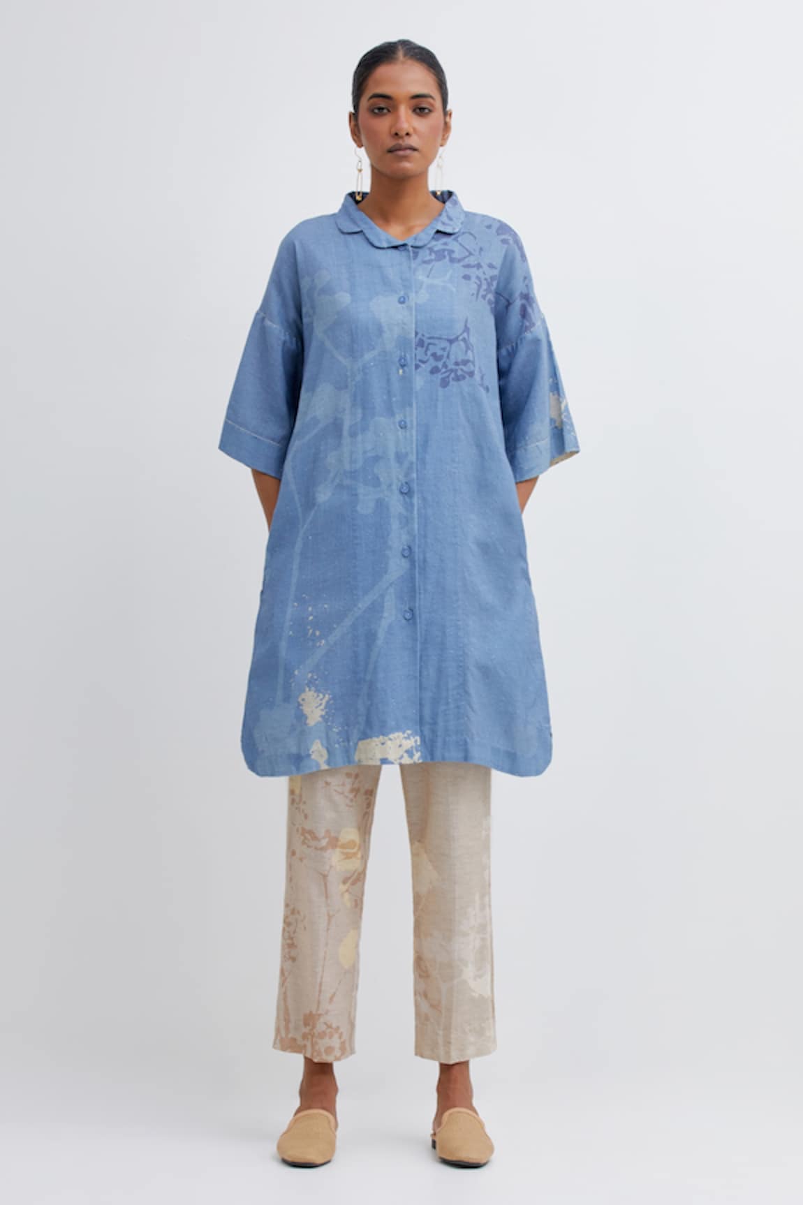 Bhavik Shah Foliage Pattern Longline Shirt With Pant