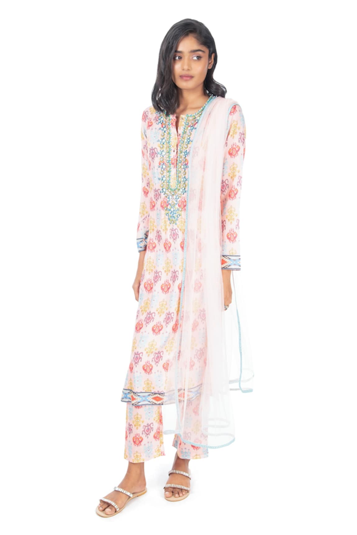 Monisha Jaising Ikat Print Kurta Pant Set