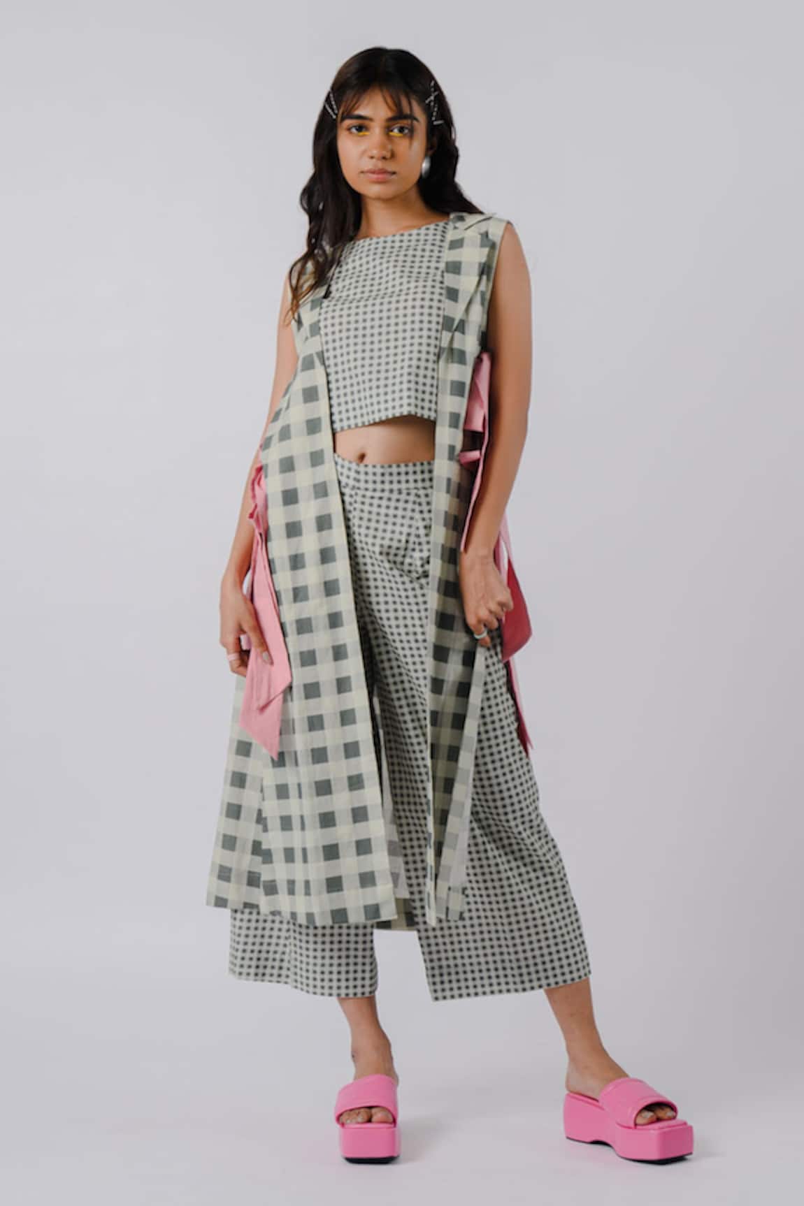 Tussah by Siddhi Shah Checkered Print Jacket Pant Set