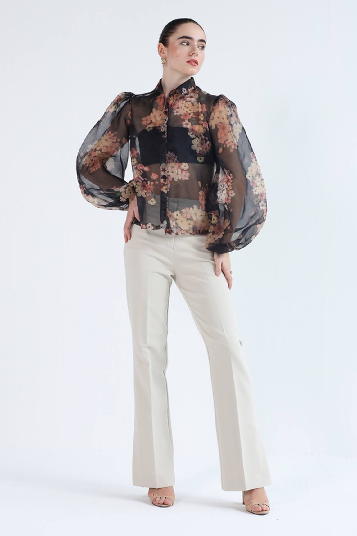 Ashico Floral Printed Sheer Shirt