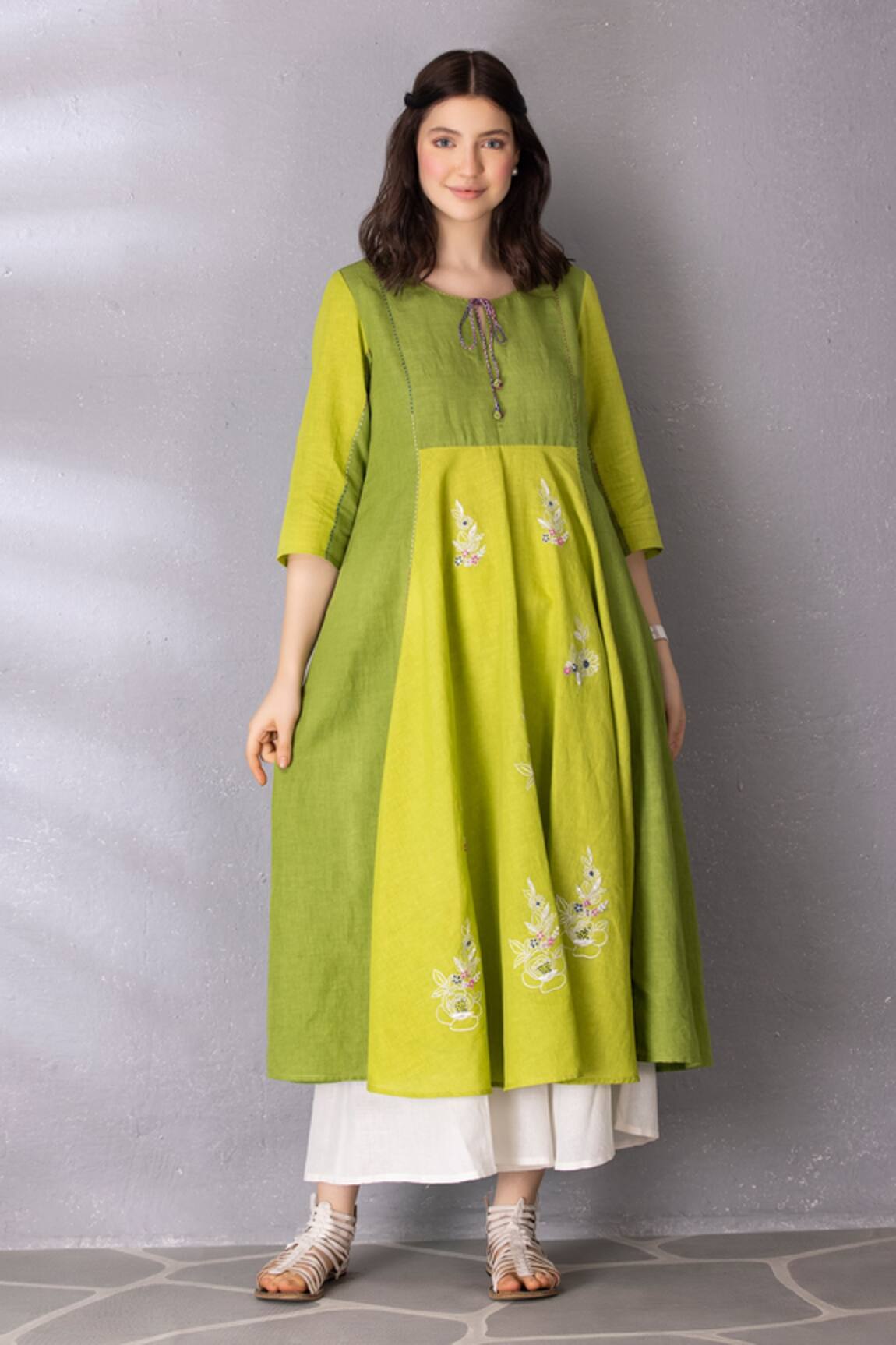 Tanu Malhotra Colour Block A-Line Tunic & Pant Set