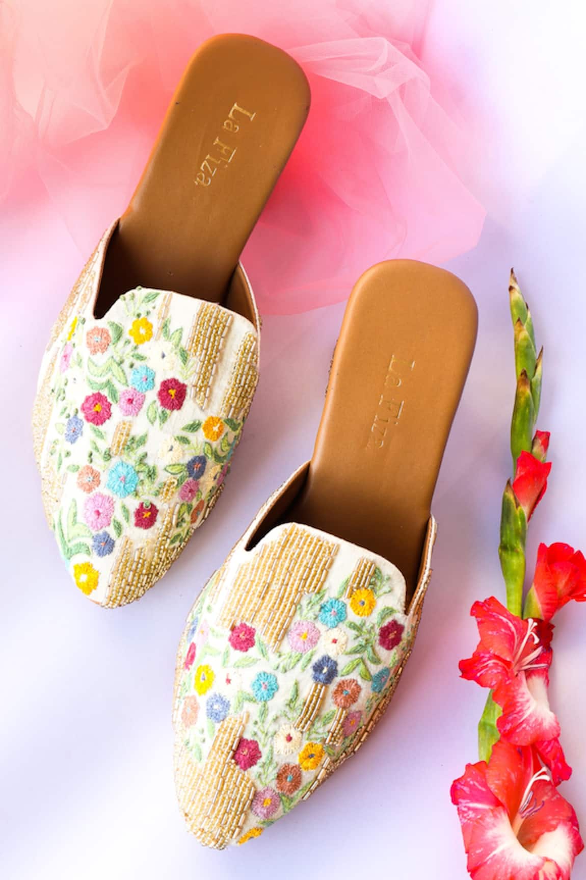 La Fiza Hasrat Floral Embroidered Block Heels