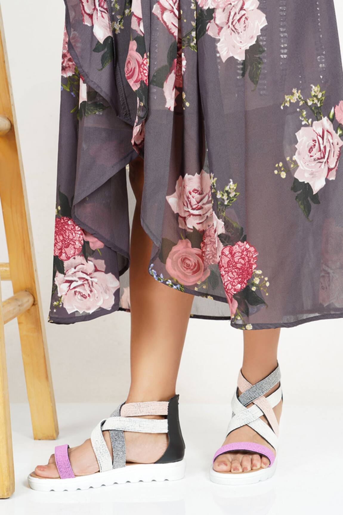 Sole House Multi Color Embroidered Round Toe Flats 