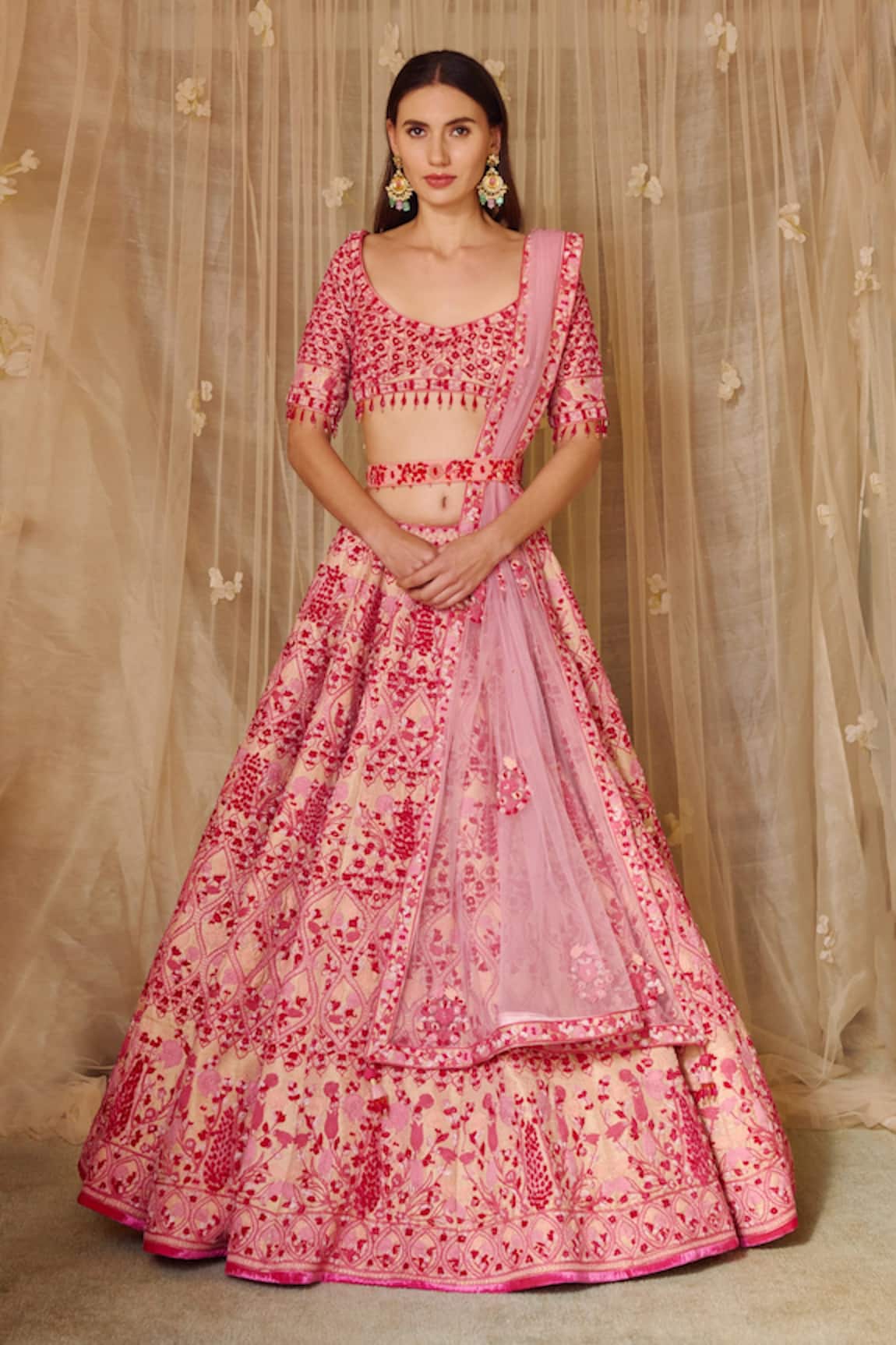 Shyam Narayan Prasad Thread & Applique Work Brocade Bridal Lehenga Set 